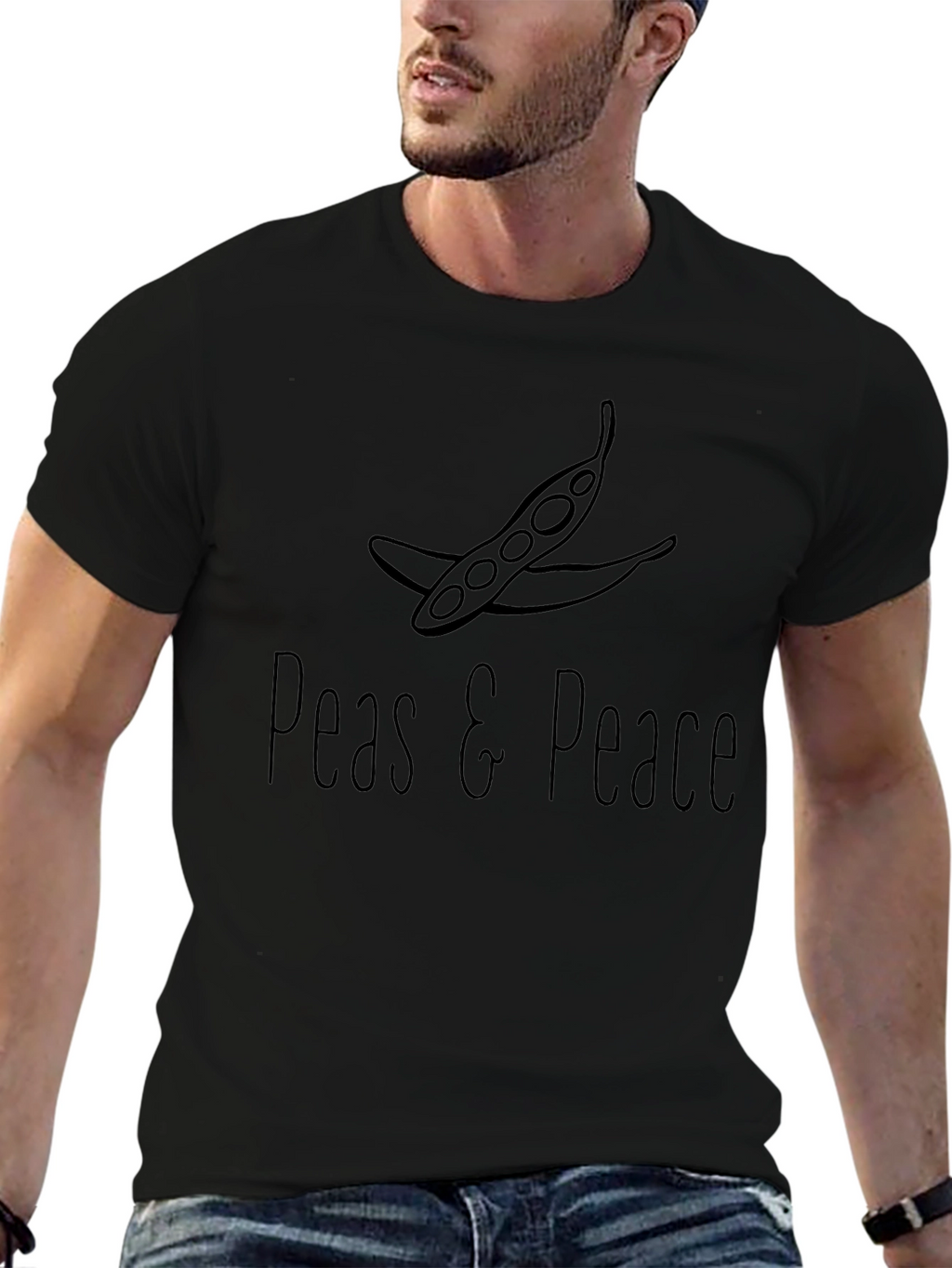 Peas and Peace Graphic T-Shirt - Black