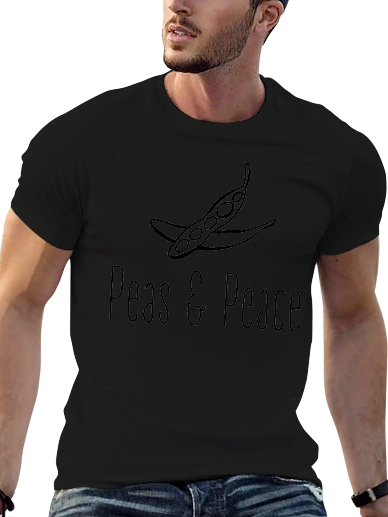 Peas and Peace Graphic T-Shirt - Black