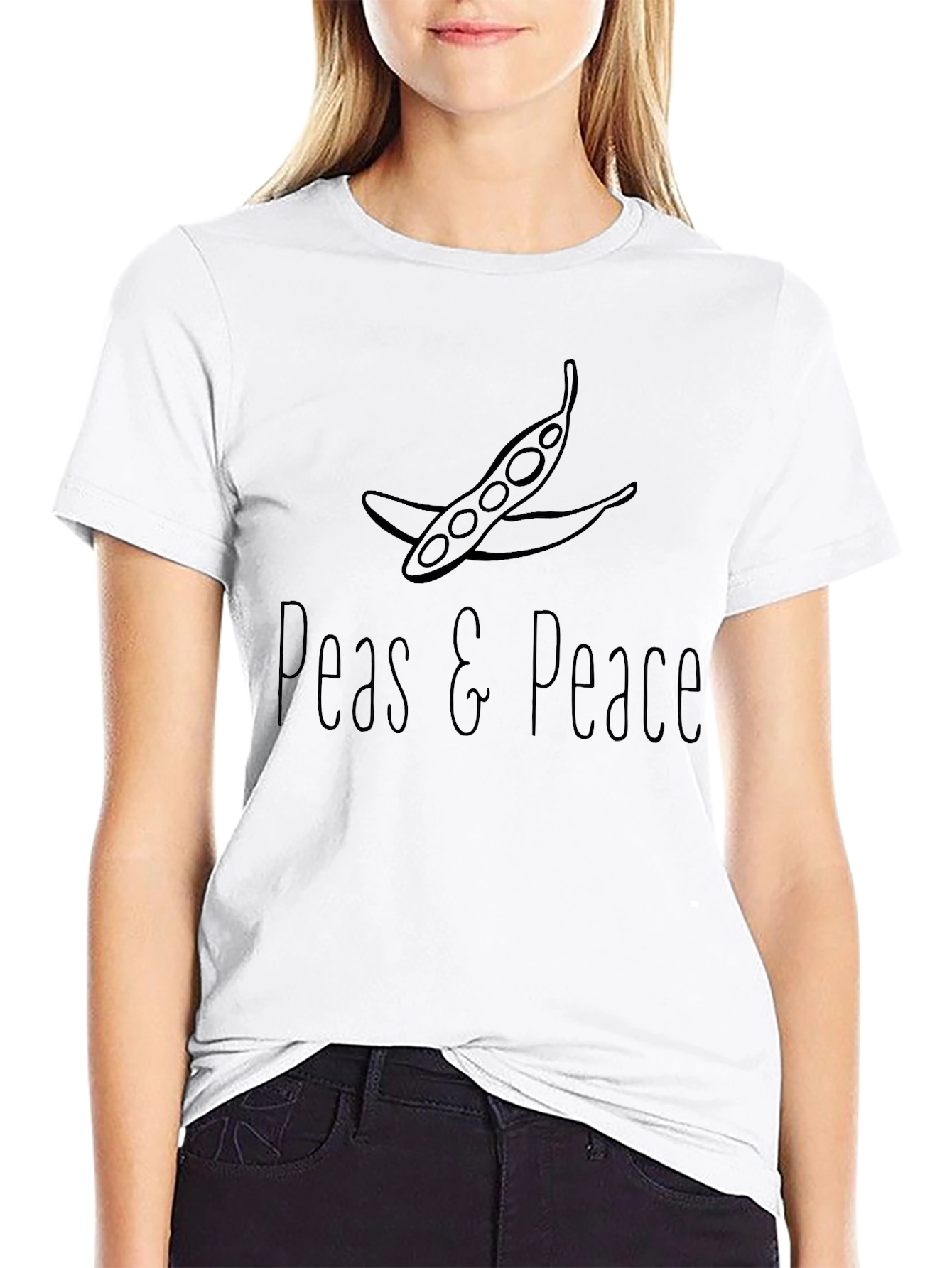Peas and Peace Graphic T-Shirt - Black