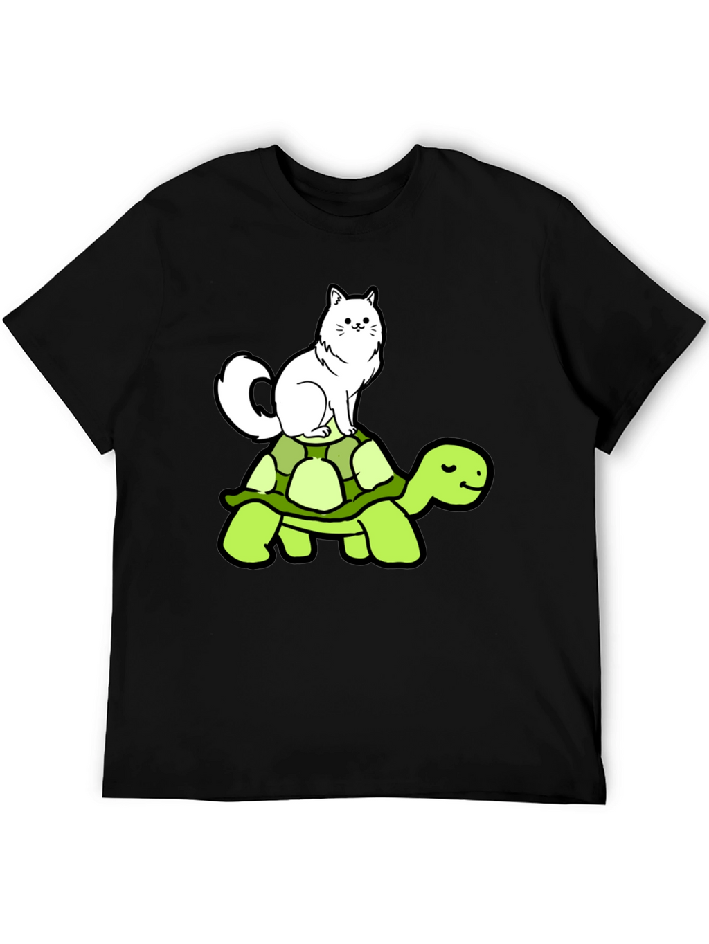 Cat Riding Turtle T-Shirt - Funny Animal Graphic Tee