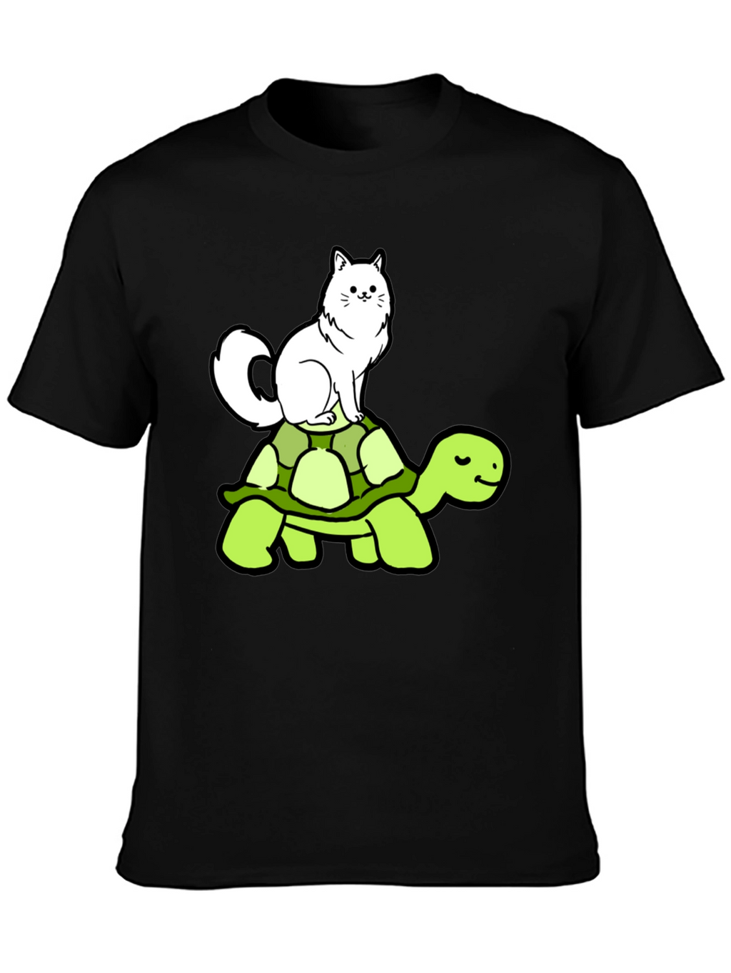 Cat Riding Turtle T-Shirt - Funny Animal Graphic Tee