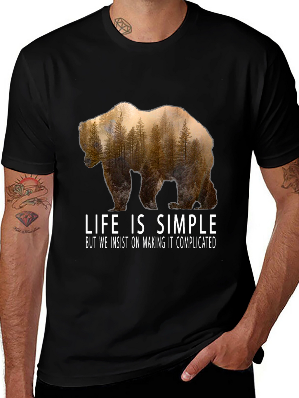 Life is Simple Bear Graphic T-Shirt