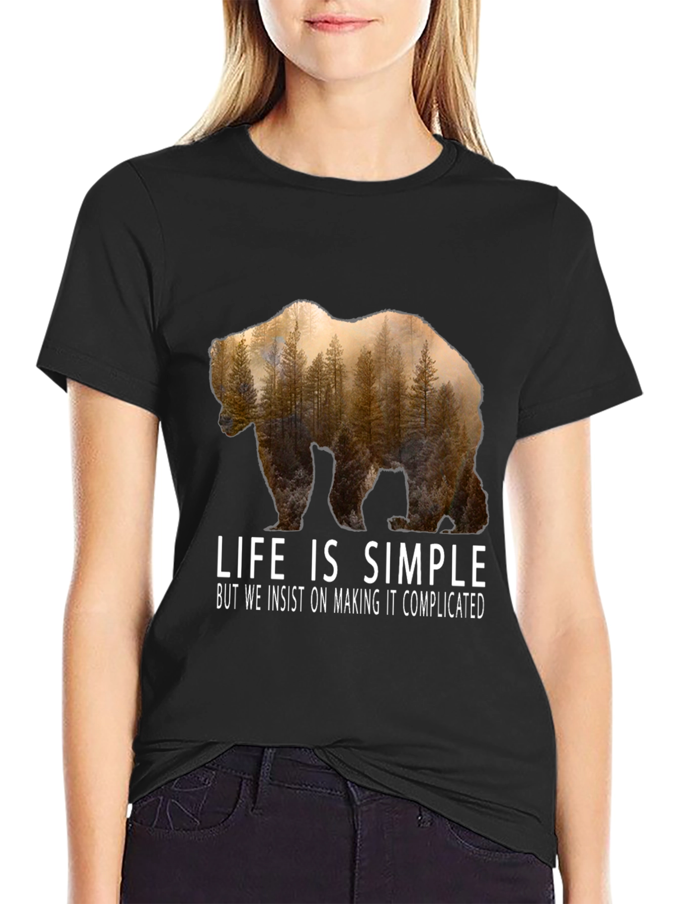 Life is Simple Bear Graphic T-Shirt
