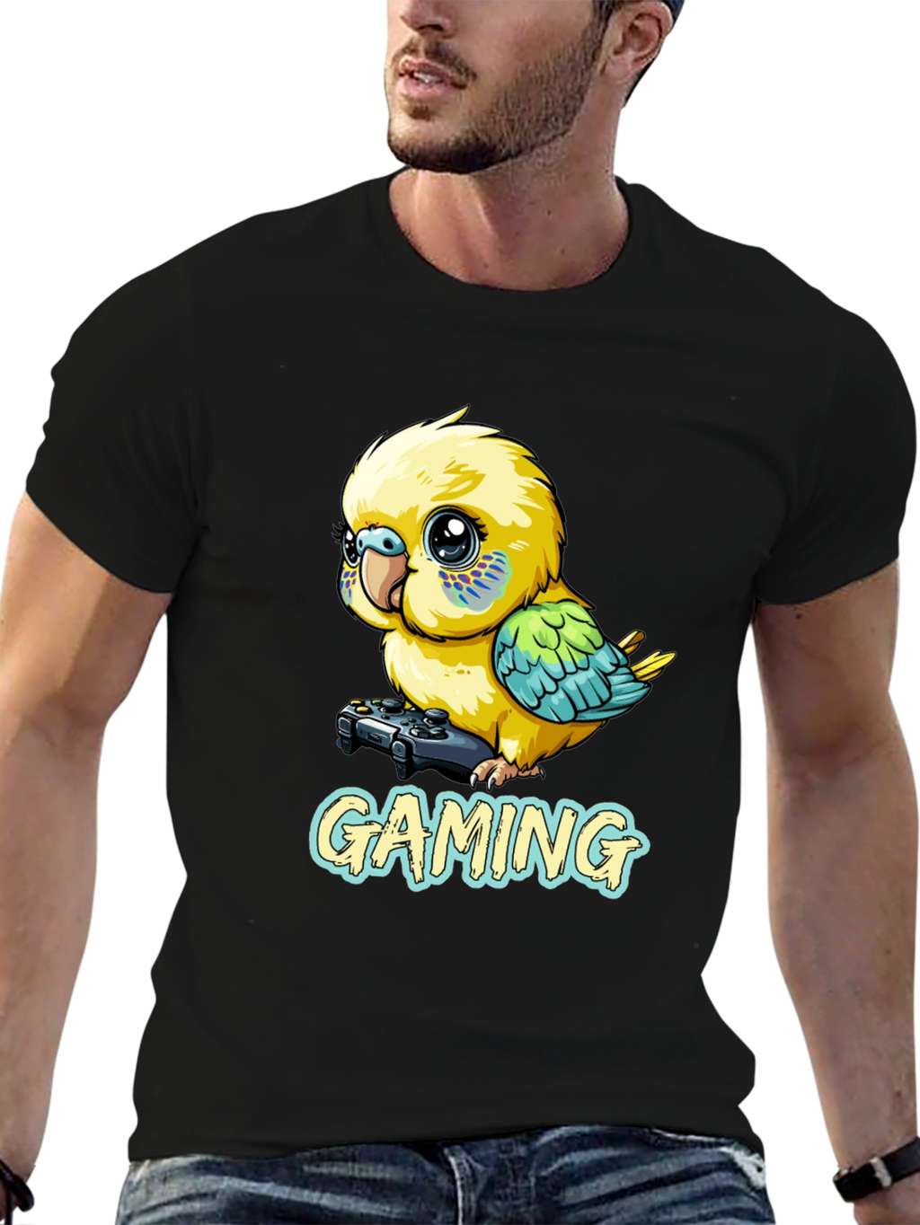 Gaming Parakeet Black T-Shirt