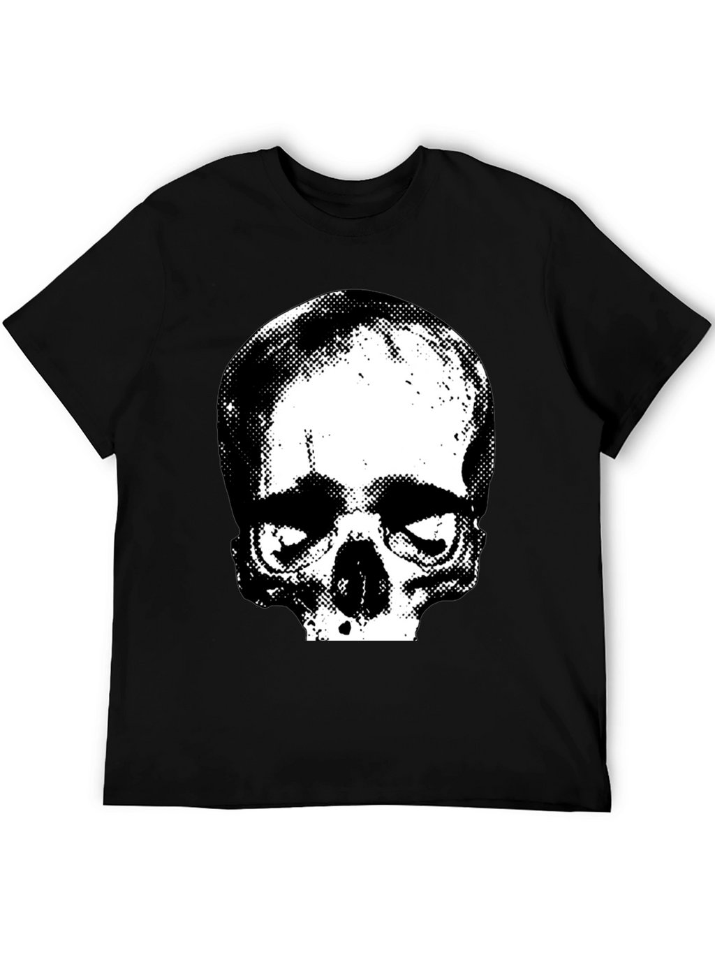Skull Graphic Print Crew Neck Tee - Black