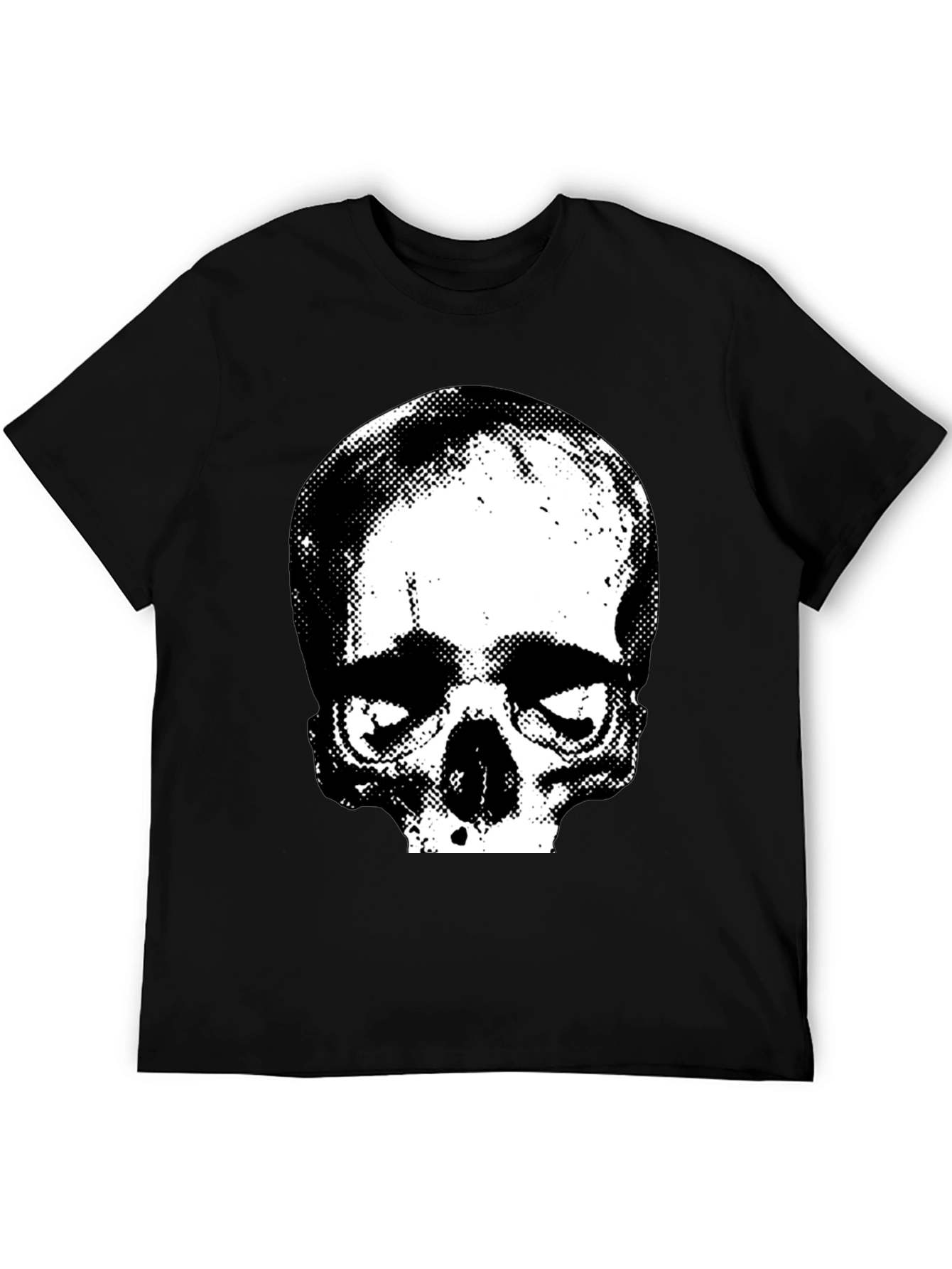 Skull Graphic Print Crew Neck Tee - Black