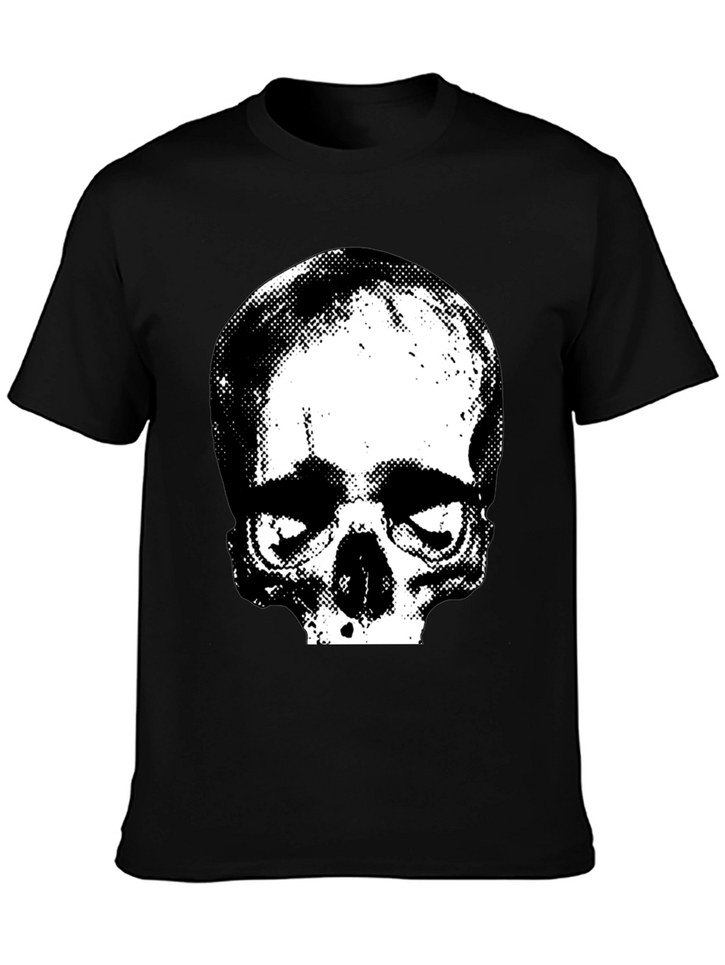 Skull Graphic Print Crew Neck Tee - Black
