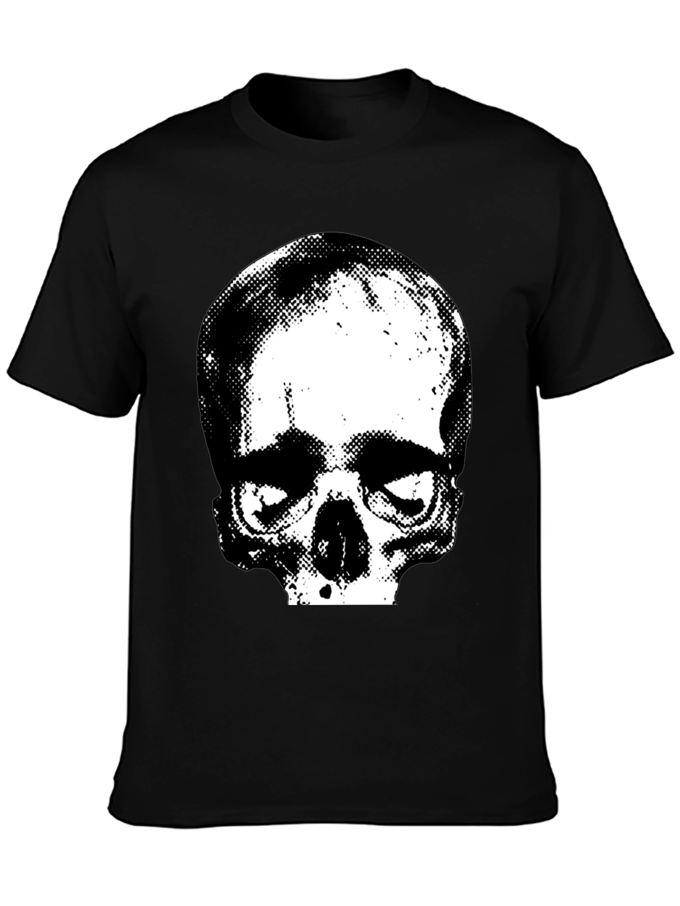 Skull Graphic Print Crew Neck Tee - Black