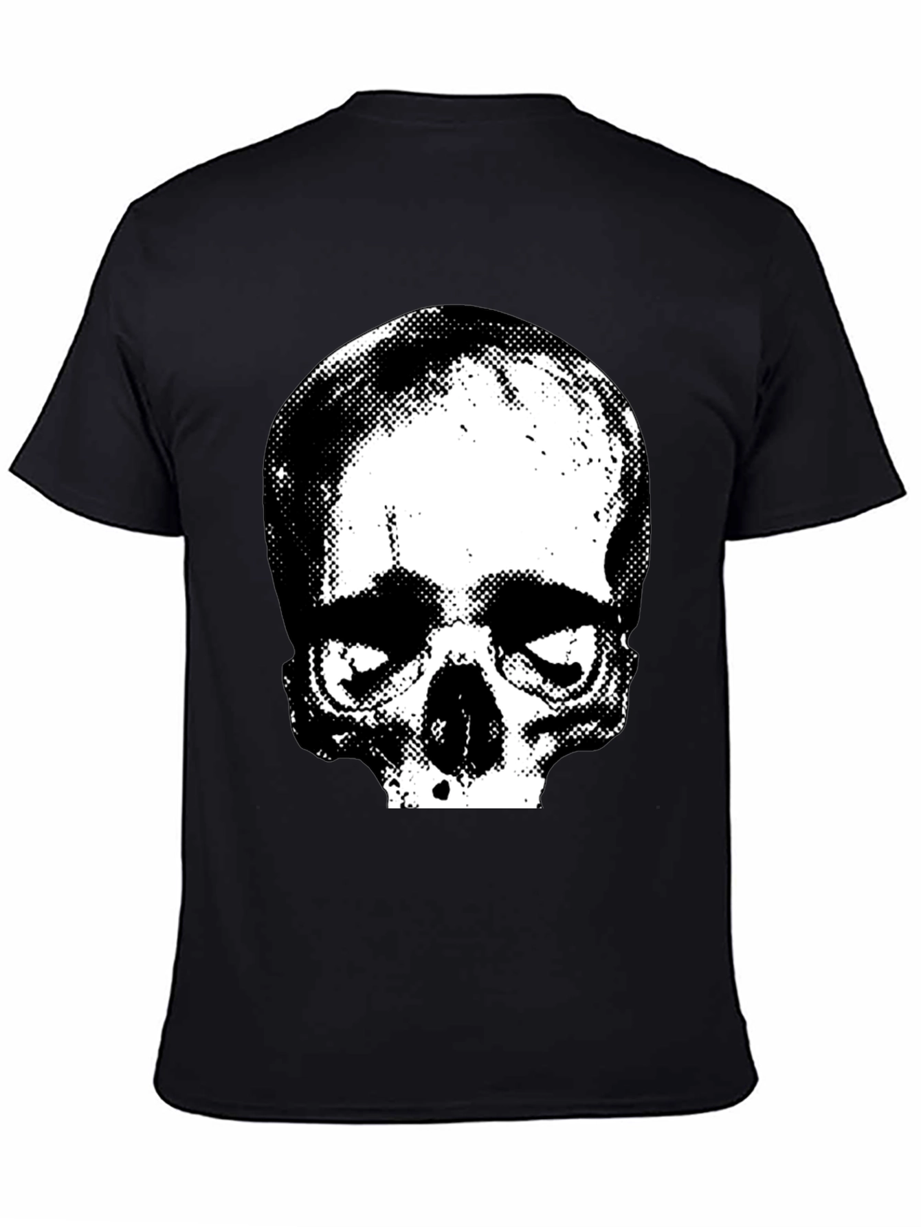 Skull Graphic Print Crew Neck Tee - Black