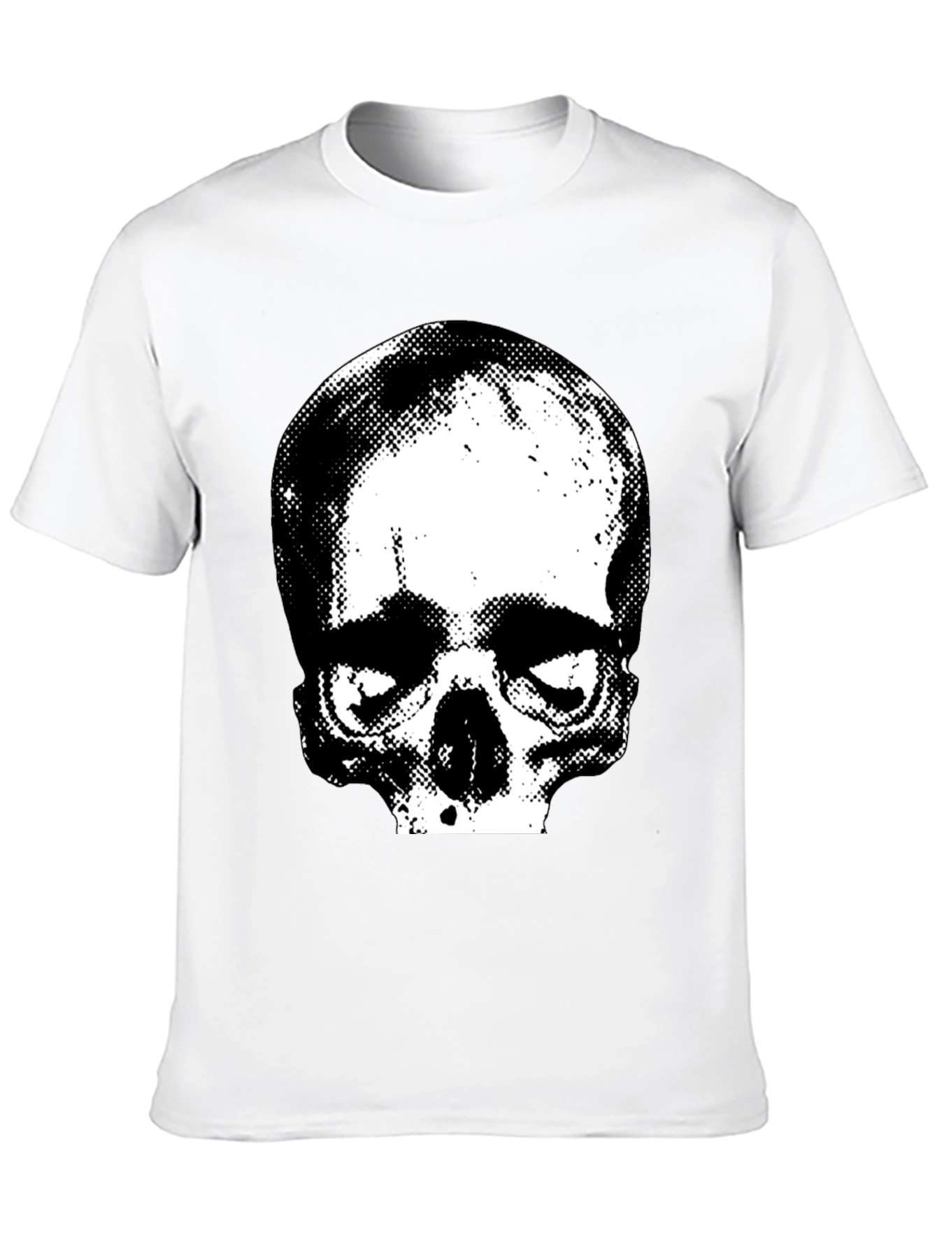 Skull Graphic Print Crew Neck Tee - Black