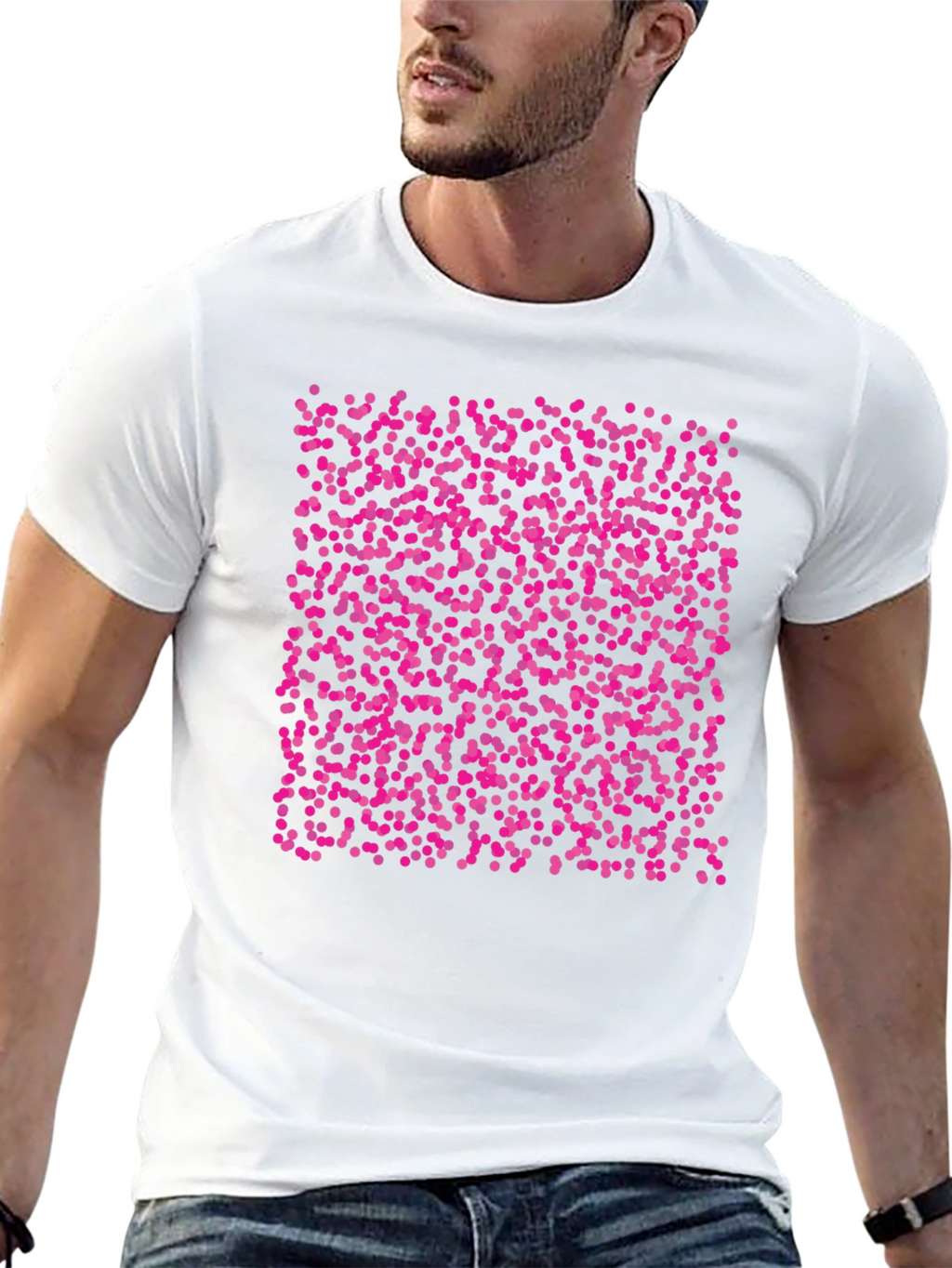 Black T-Shirt with Pink Dot Pattern