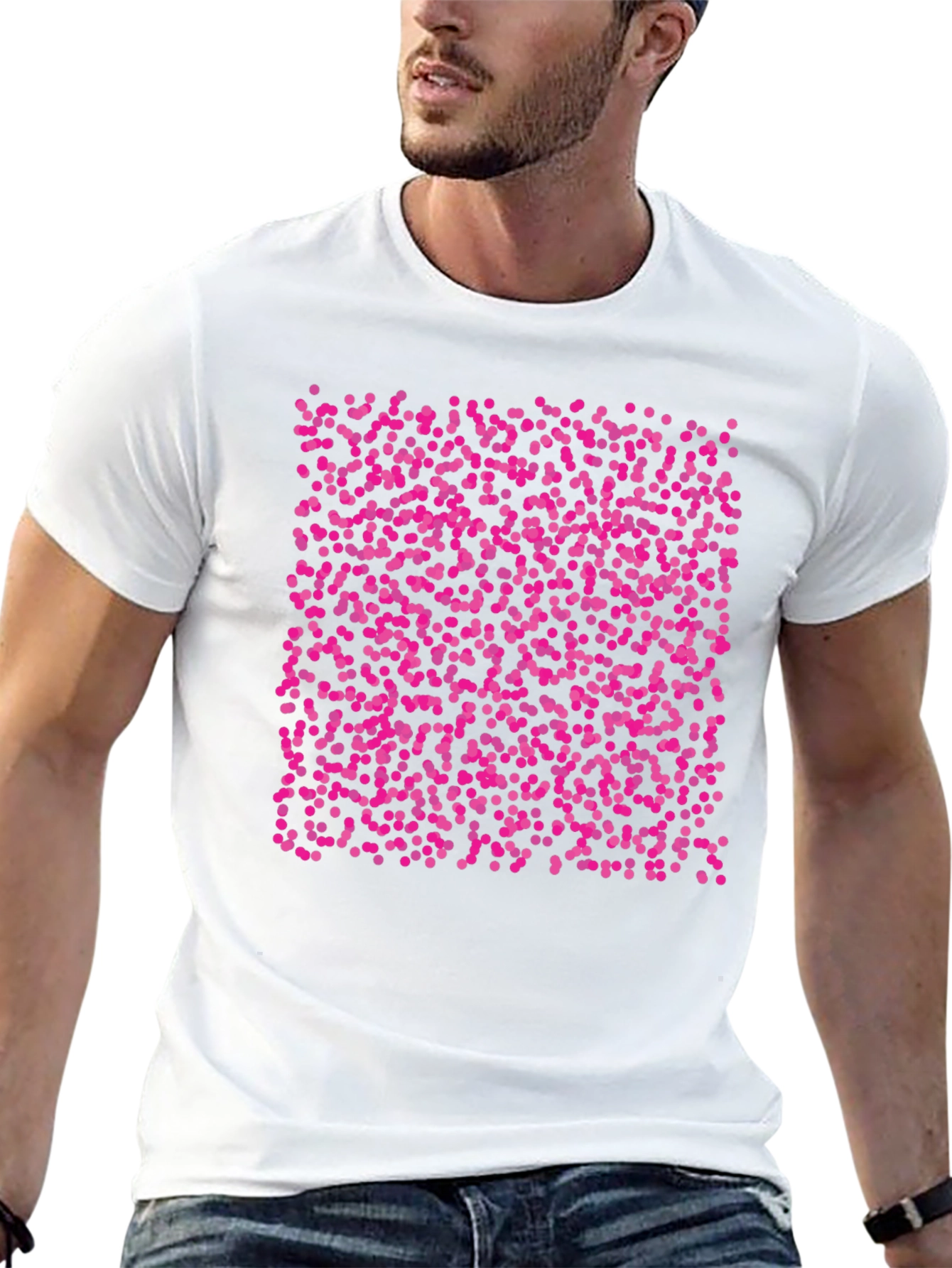 Black T-Shirt with Pink Dot Pattern