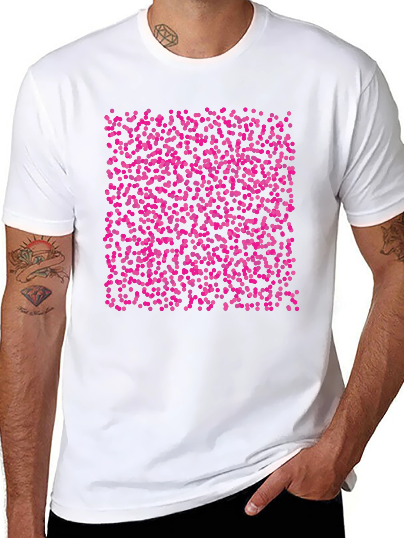 Black T-Shirt with Pink Dot Pattern