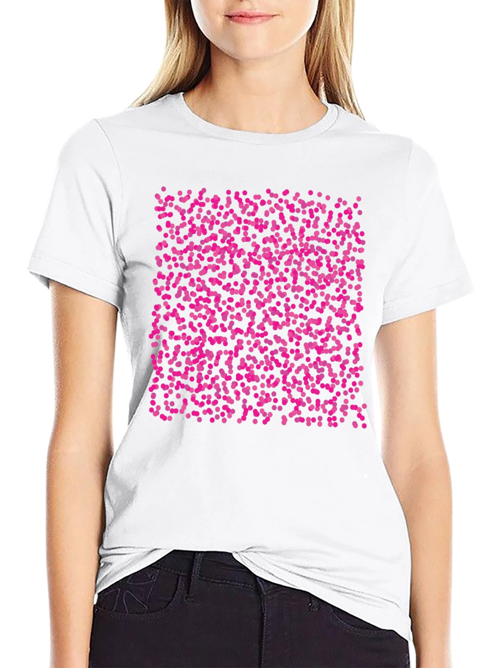 Black T-Shirt with Pink Dot Pattern