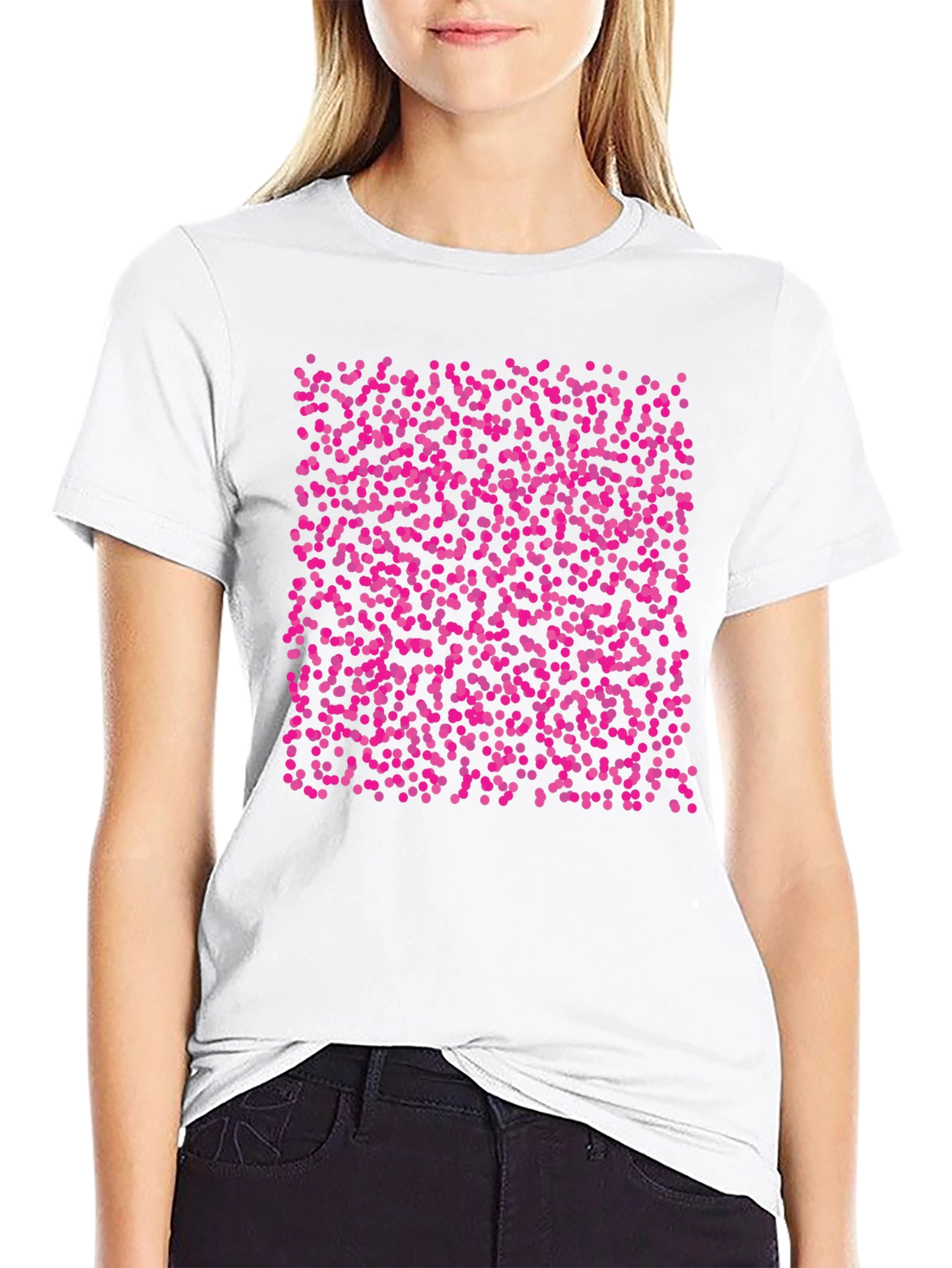 Black T-Shirt with Pink Dot Pattern