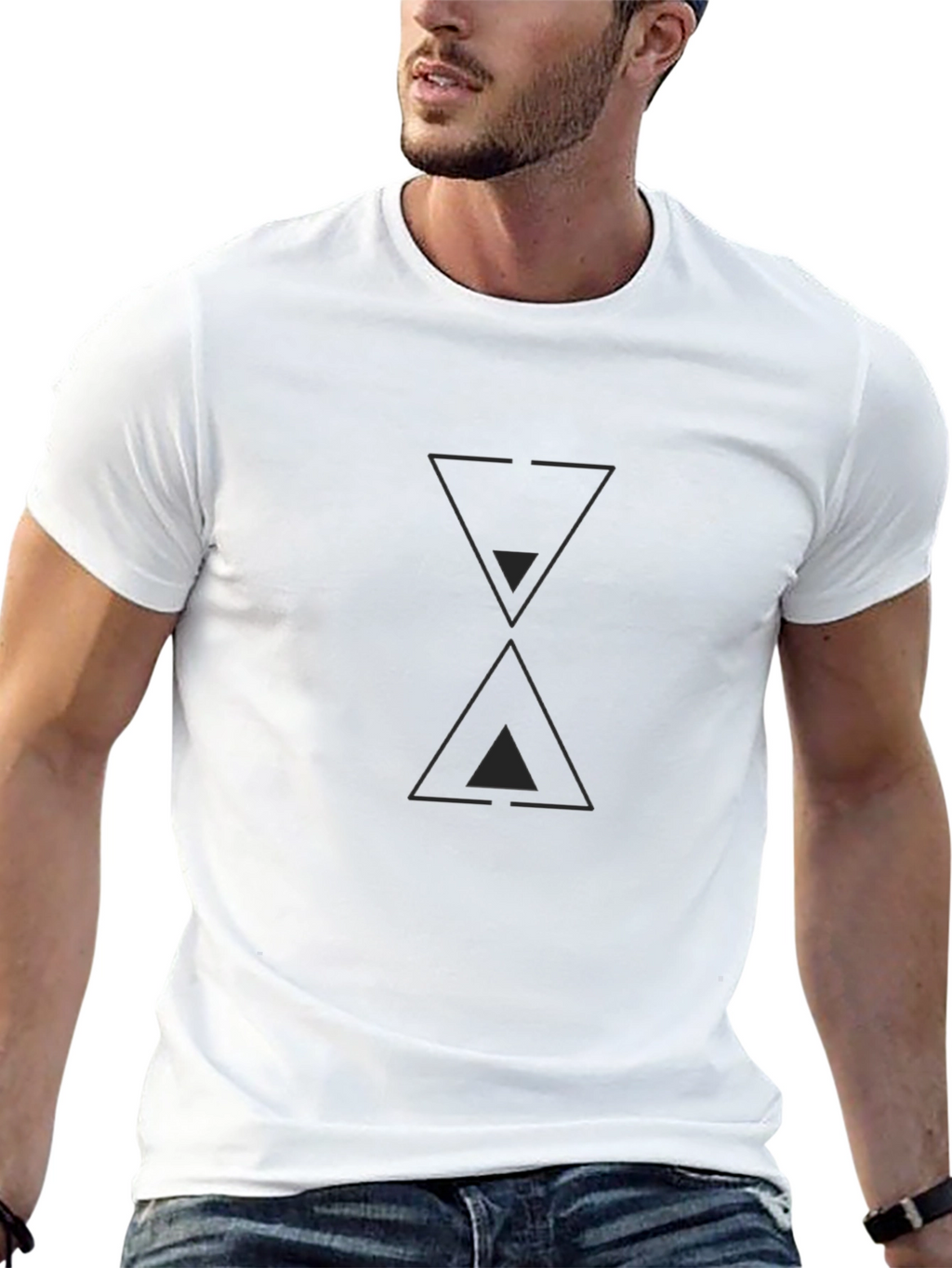Mens Black T-Shirt with Hourglass Graphic