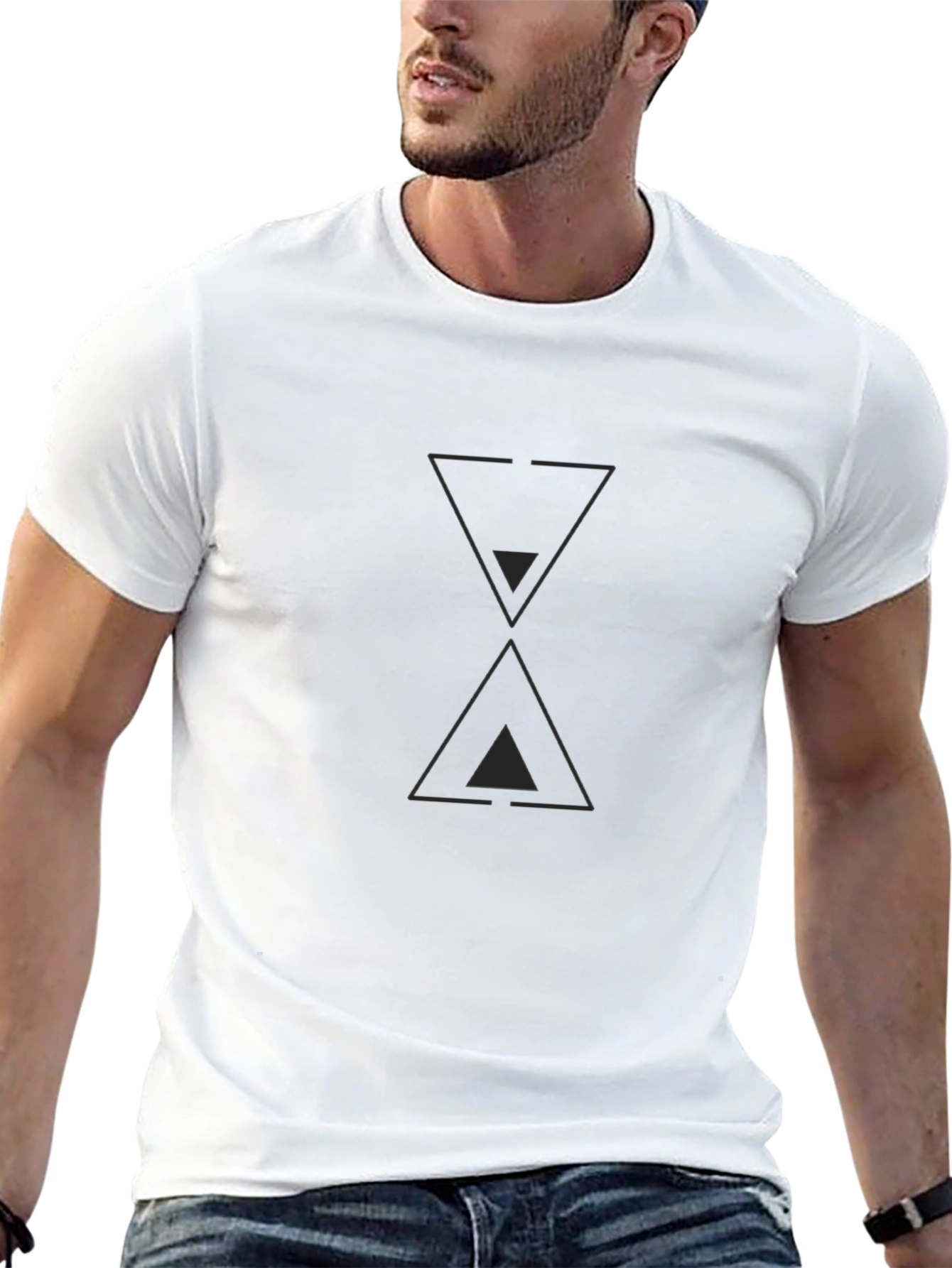 Mens Black T-Shirt with Hourglass Graphic