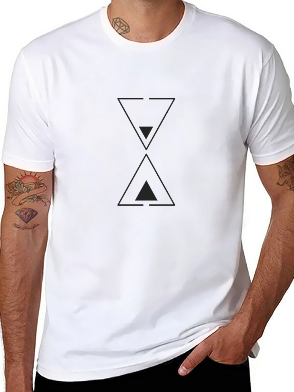 Mens Black T-Shirt with Hourglass Graphic