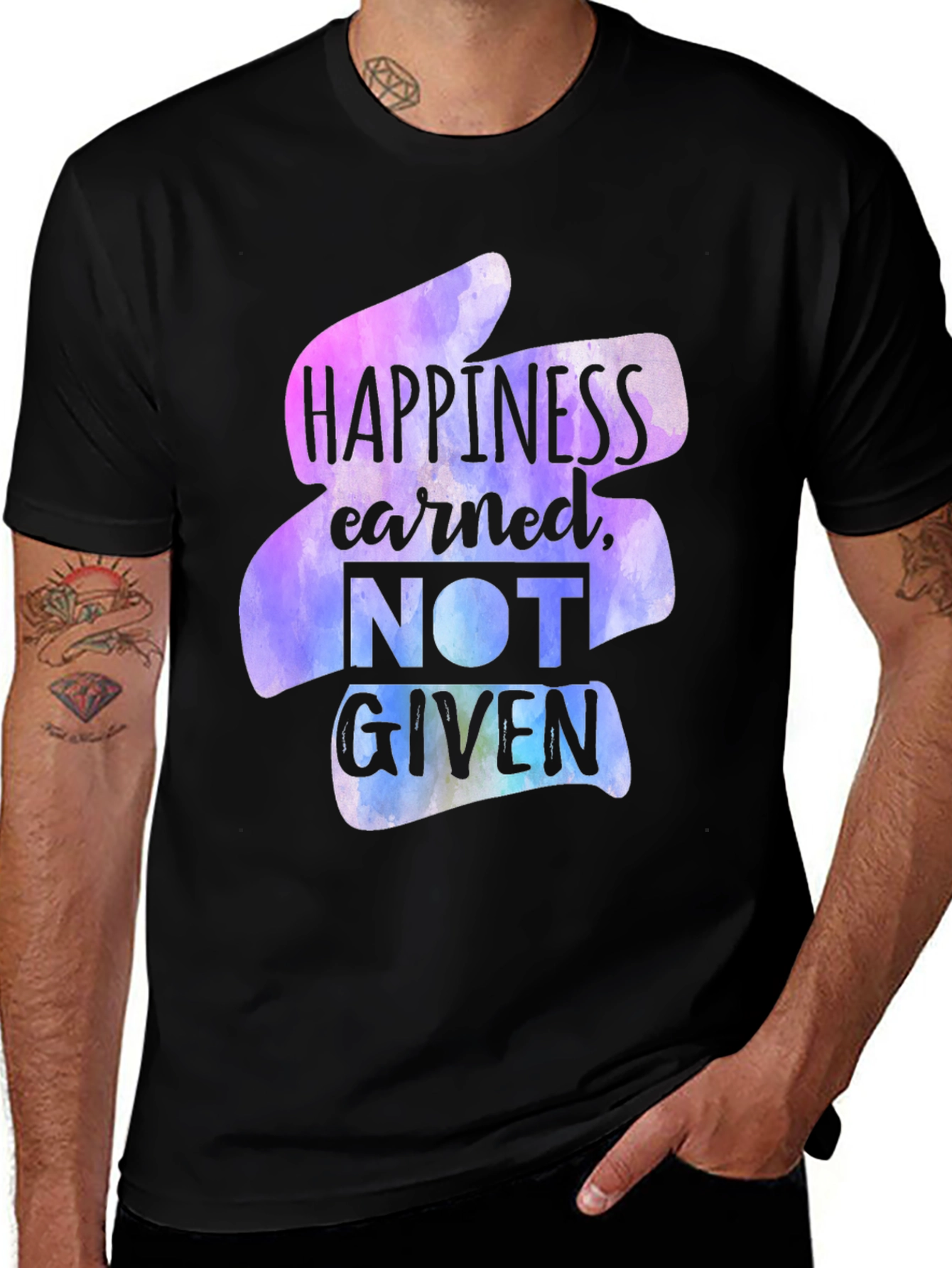 Happiness Earned Graphic Tee - Black