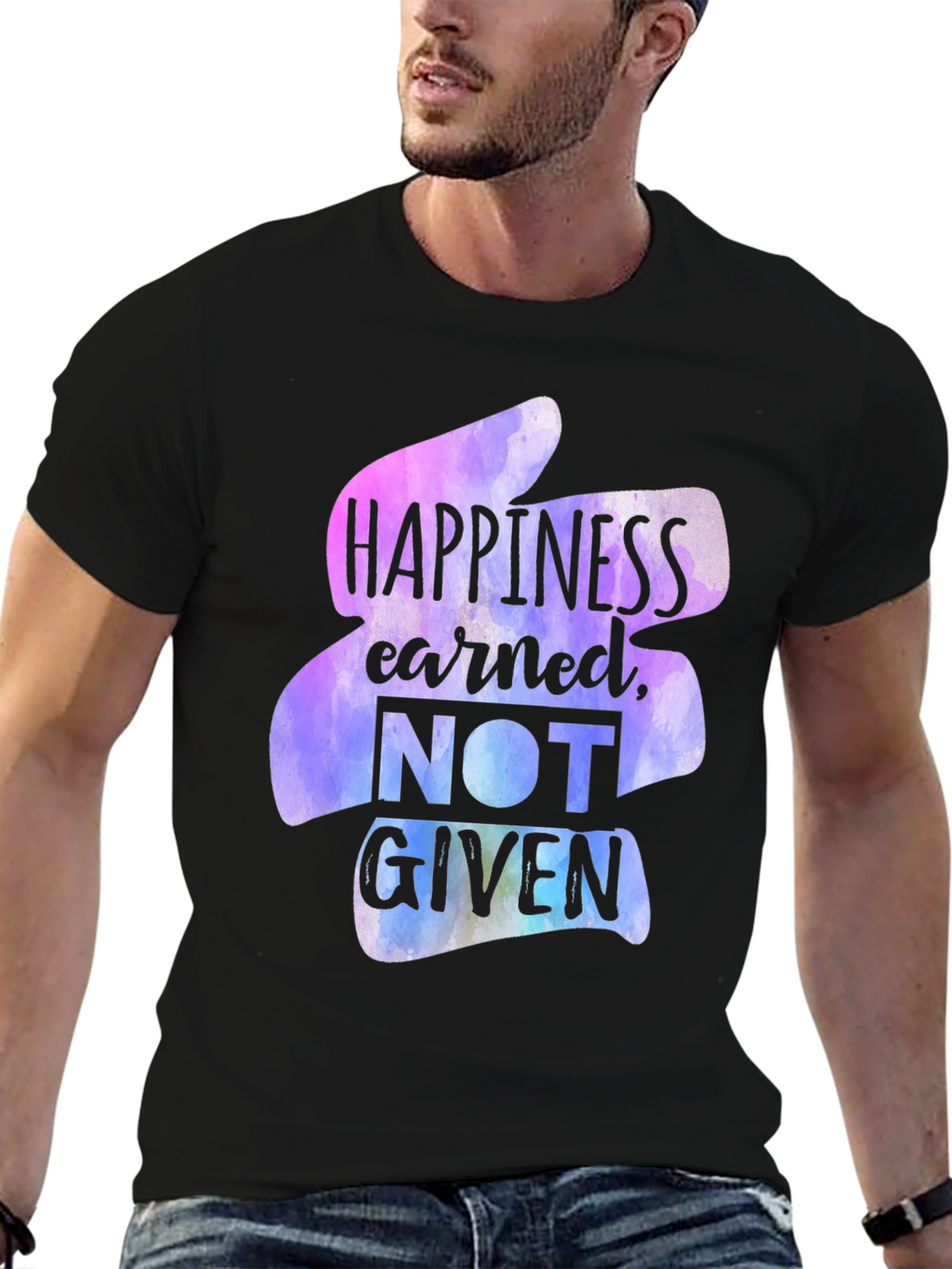 Happiness Earned Graphic Tee - Black