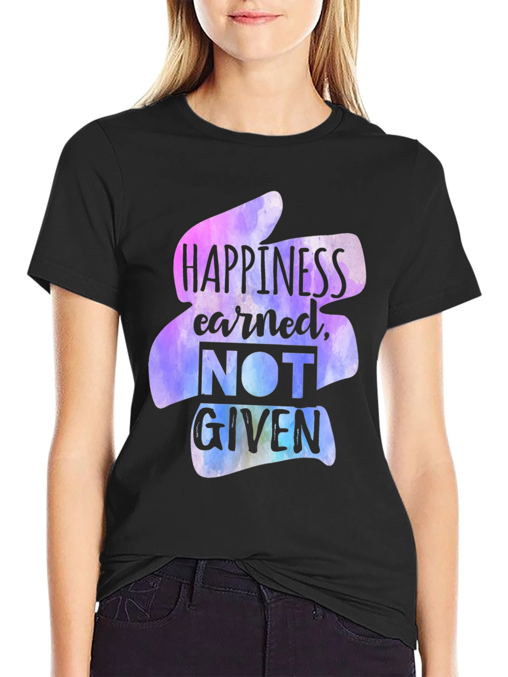 Happiness Earned Graphic Tee - Black