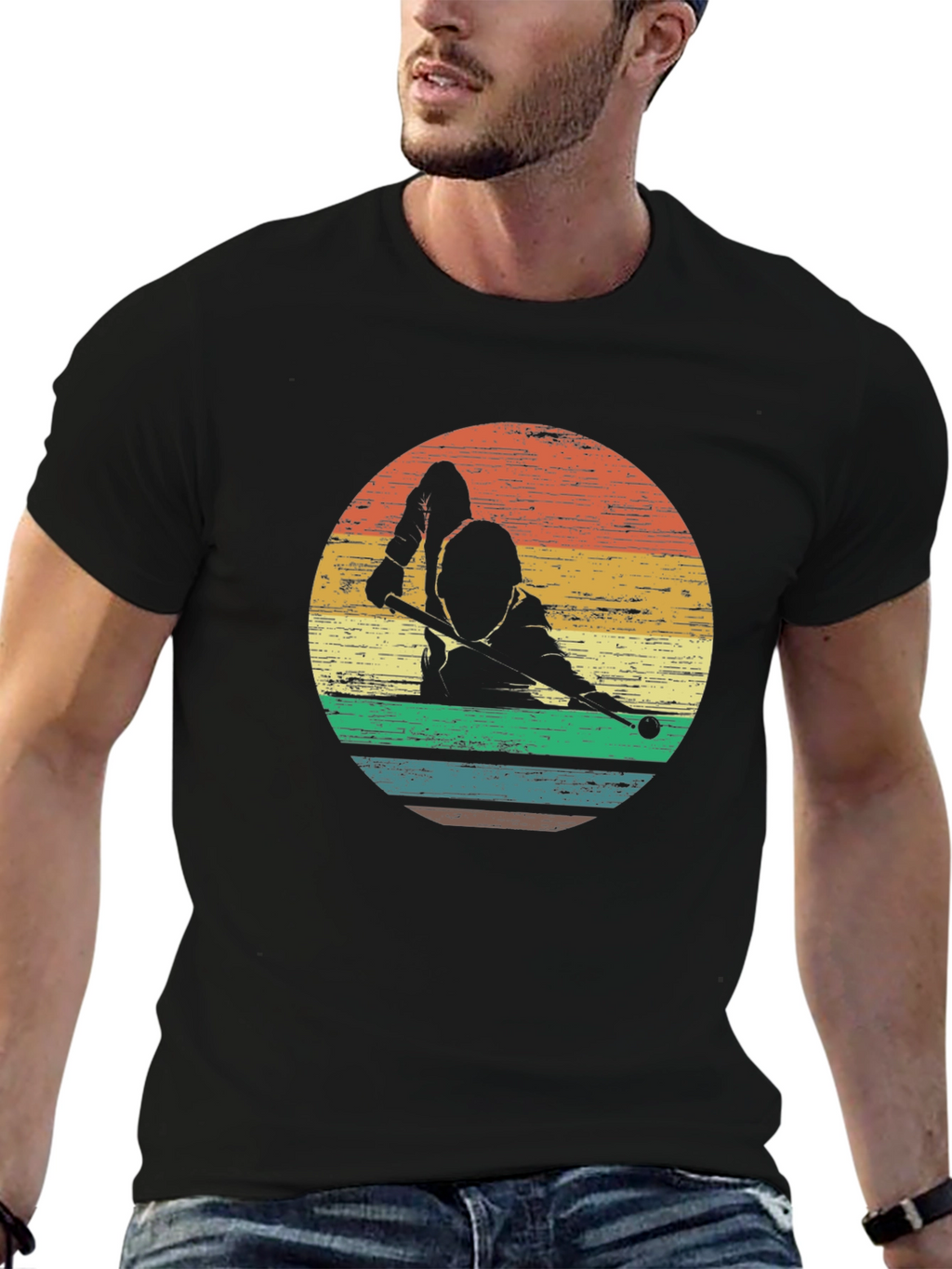 Retro Billiards Player Graphic Tee