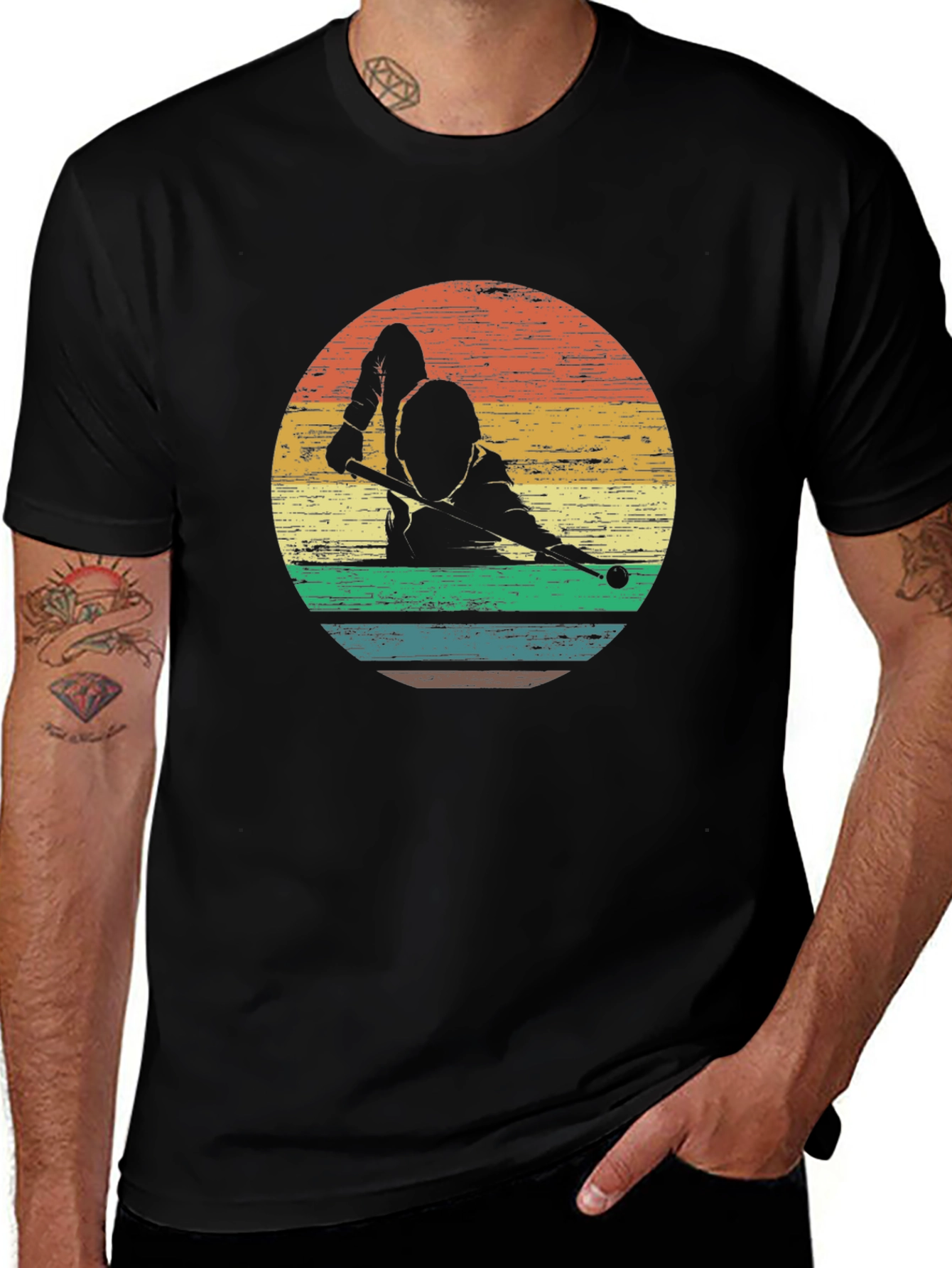 Retro Billiards Player Graphic Tee