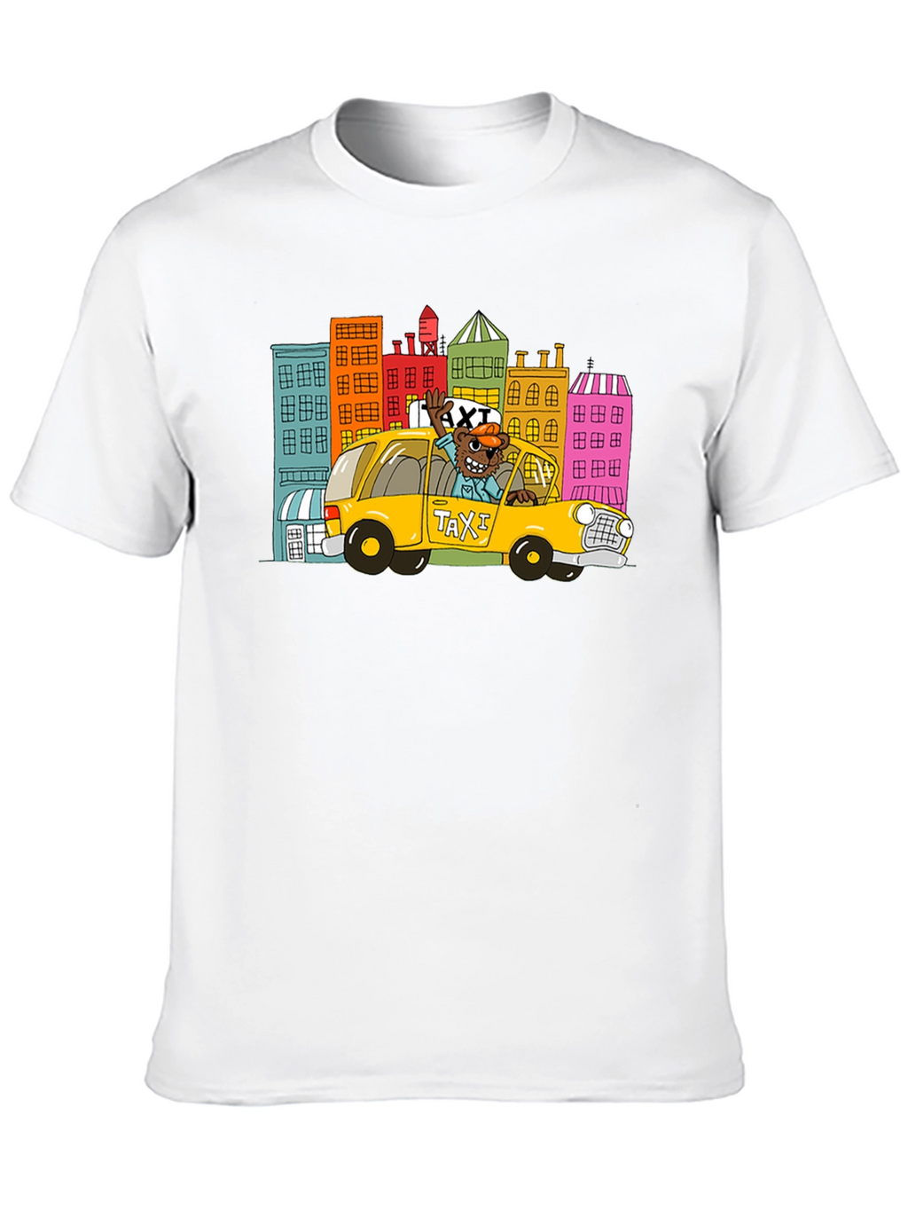 Cartoon Taxi T-Shirt - Cityscape