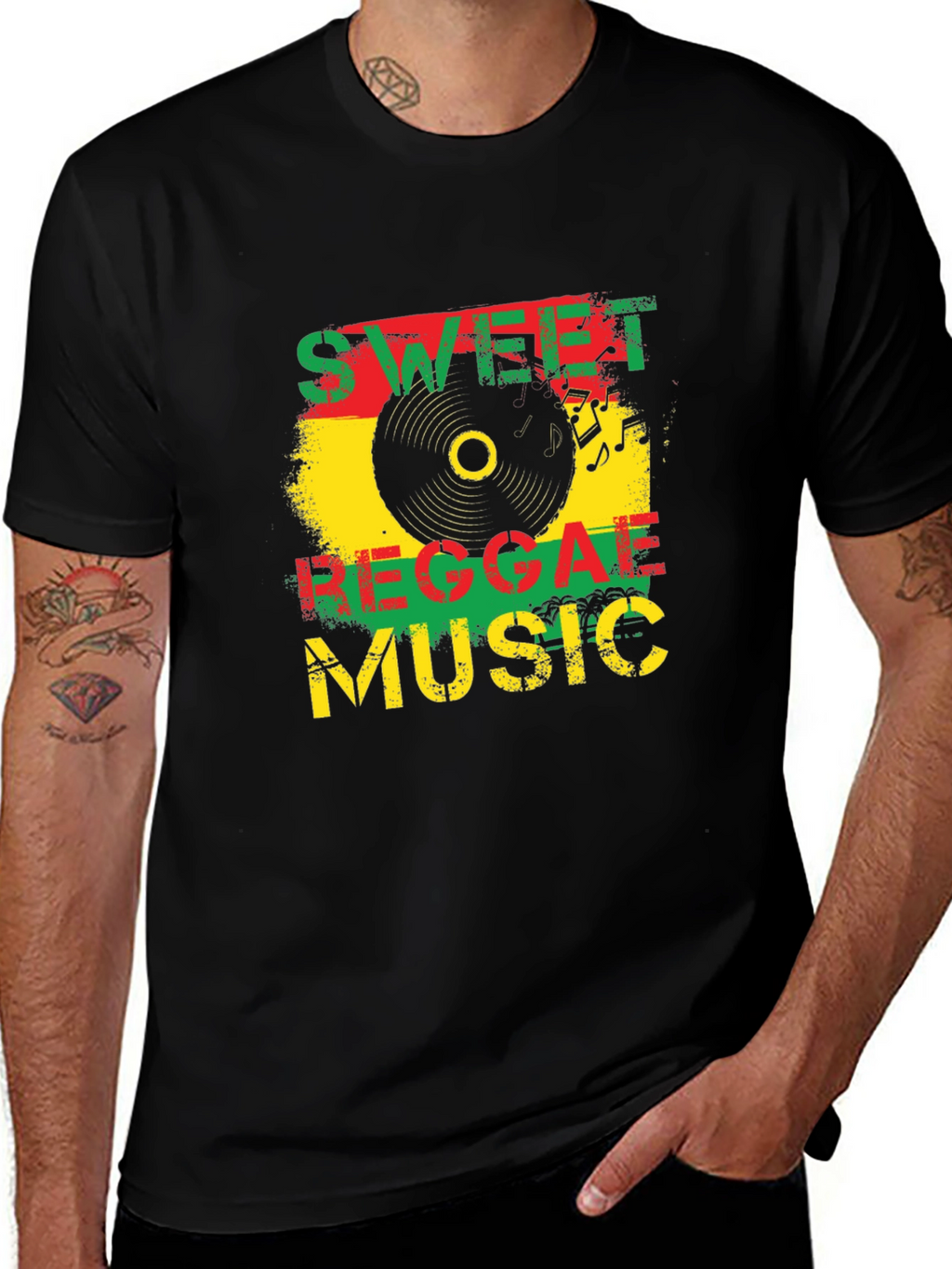Sweet Reggae Music Graphic Black T-Shirt