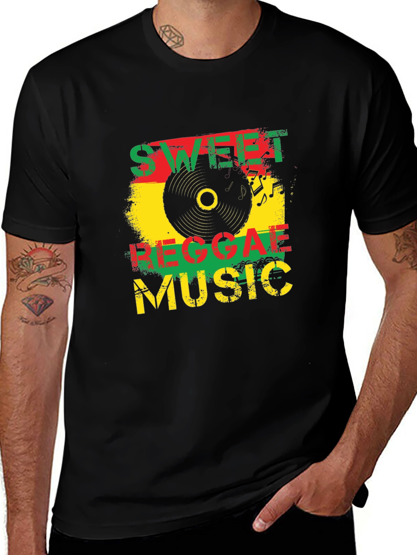 Sweet Reggae Music Graphic Black T-Shirt