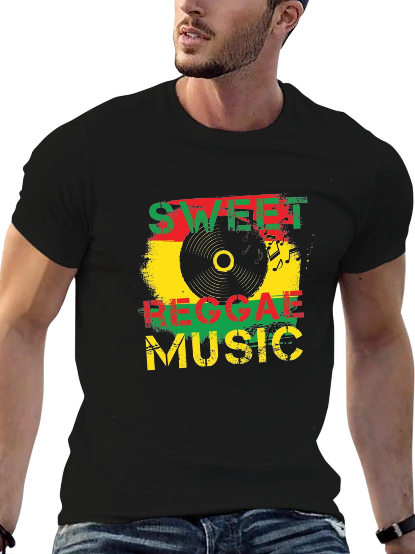 Sweet Reggae Music Graphic Black T-Shirt