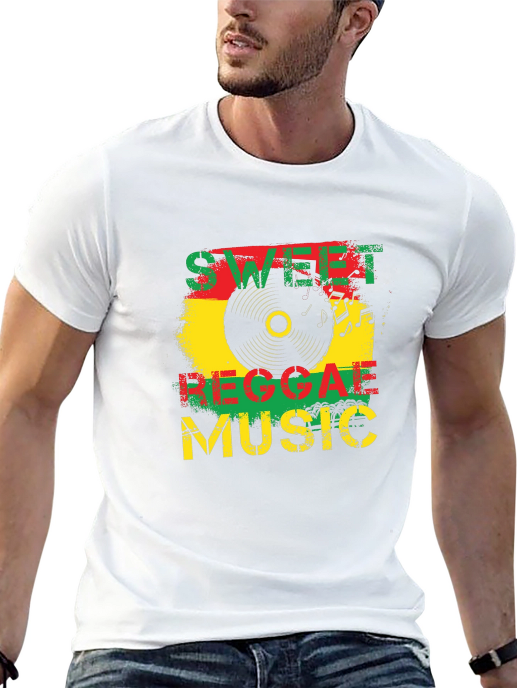 Sweet Reggae Music Graphic Black T-Shirt