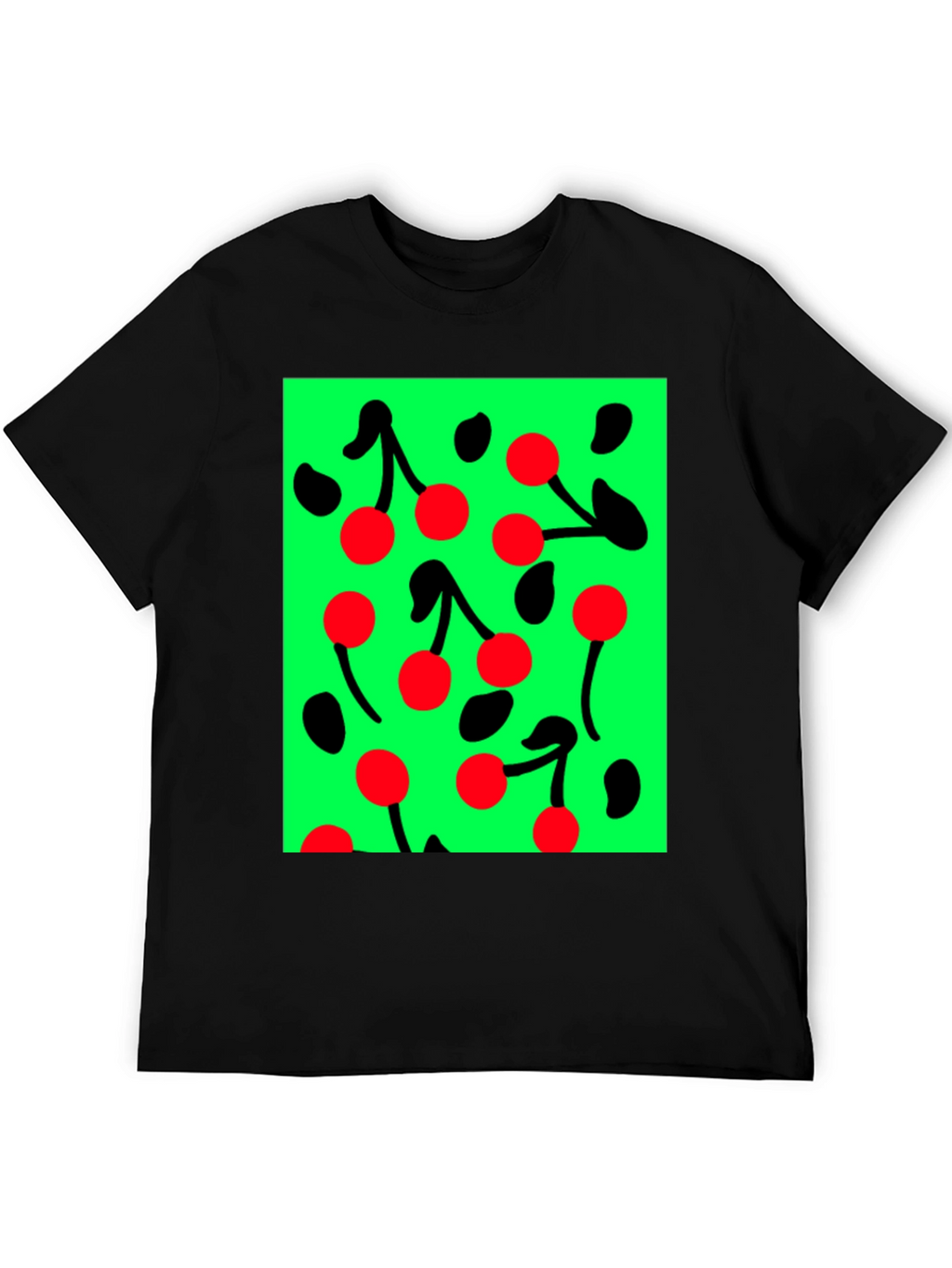 Cherry Pattern Black T-shirt
