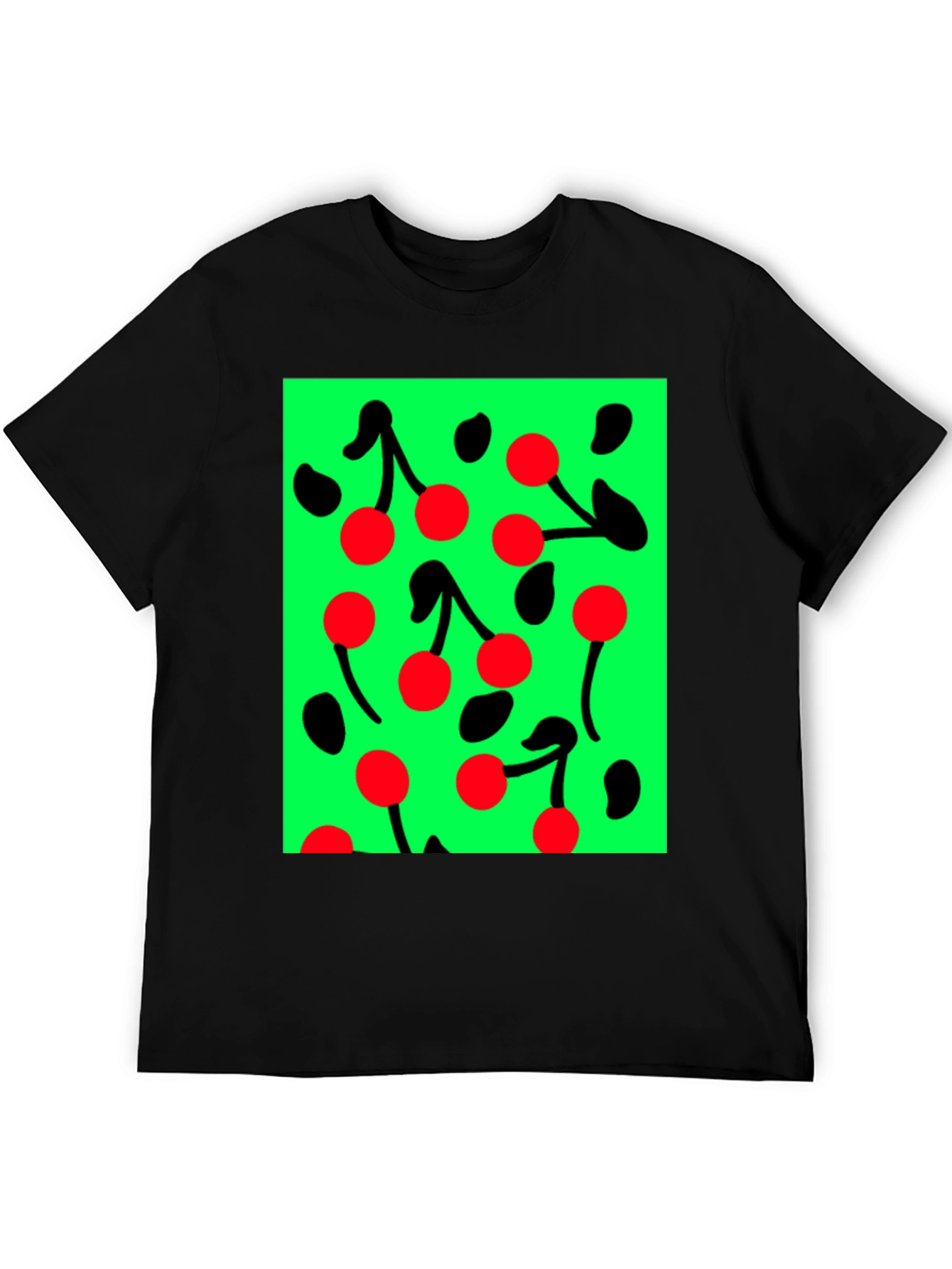 Cherry Pattern Black T-shirt