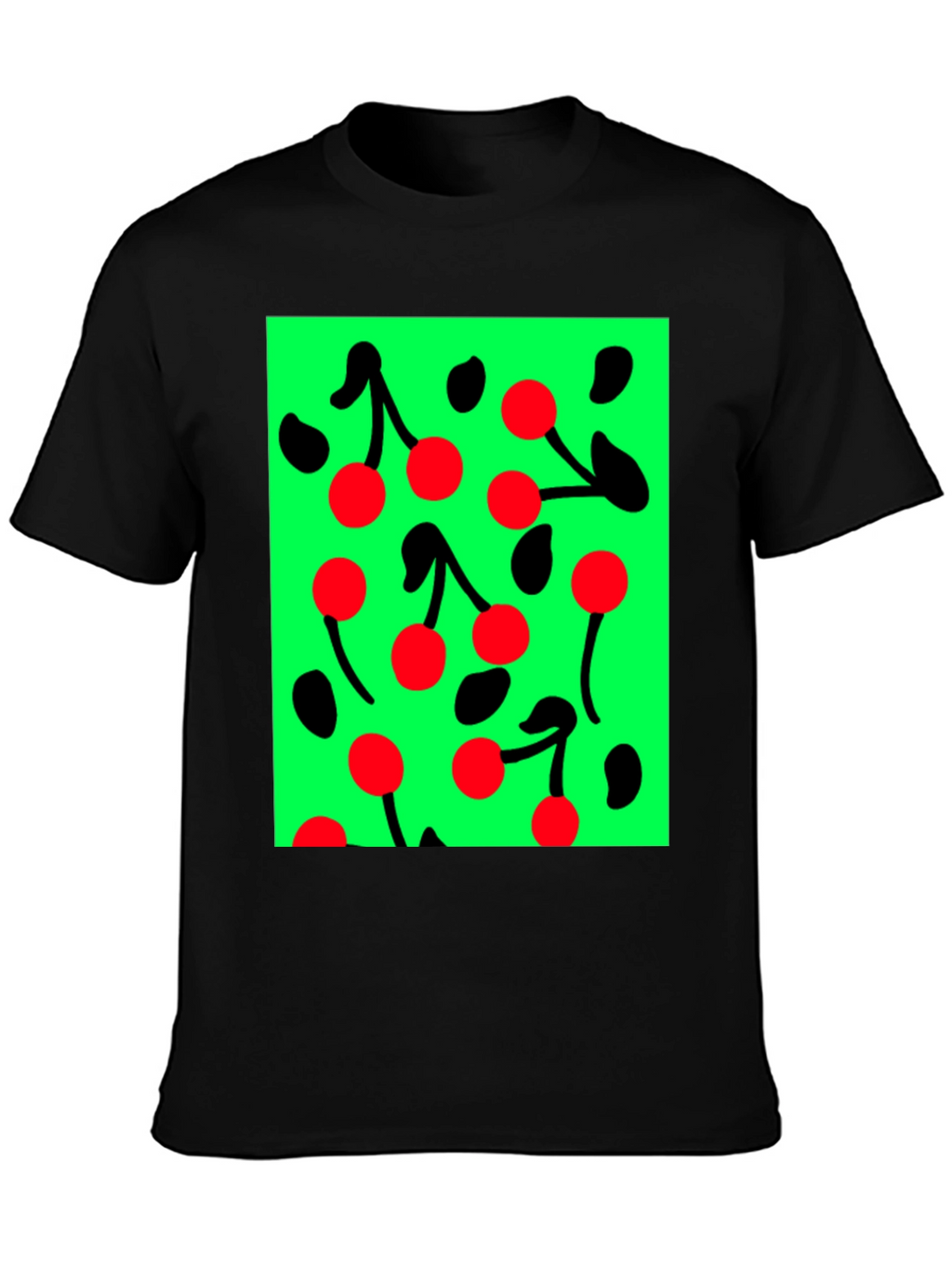 Cherry Pattern Black T-shirt