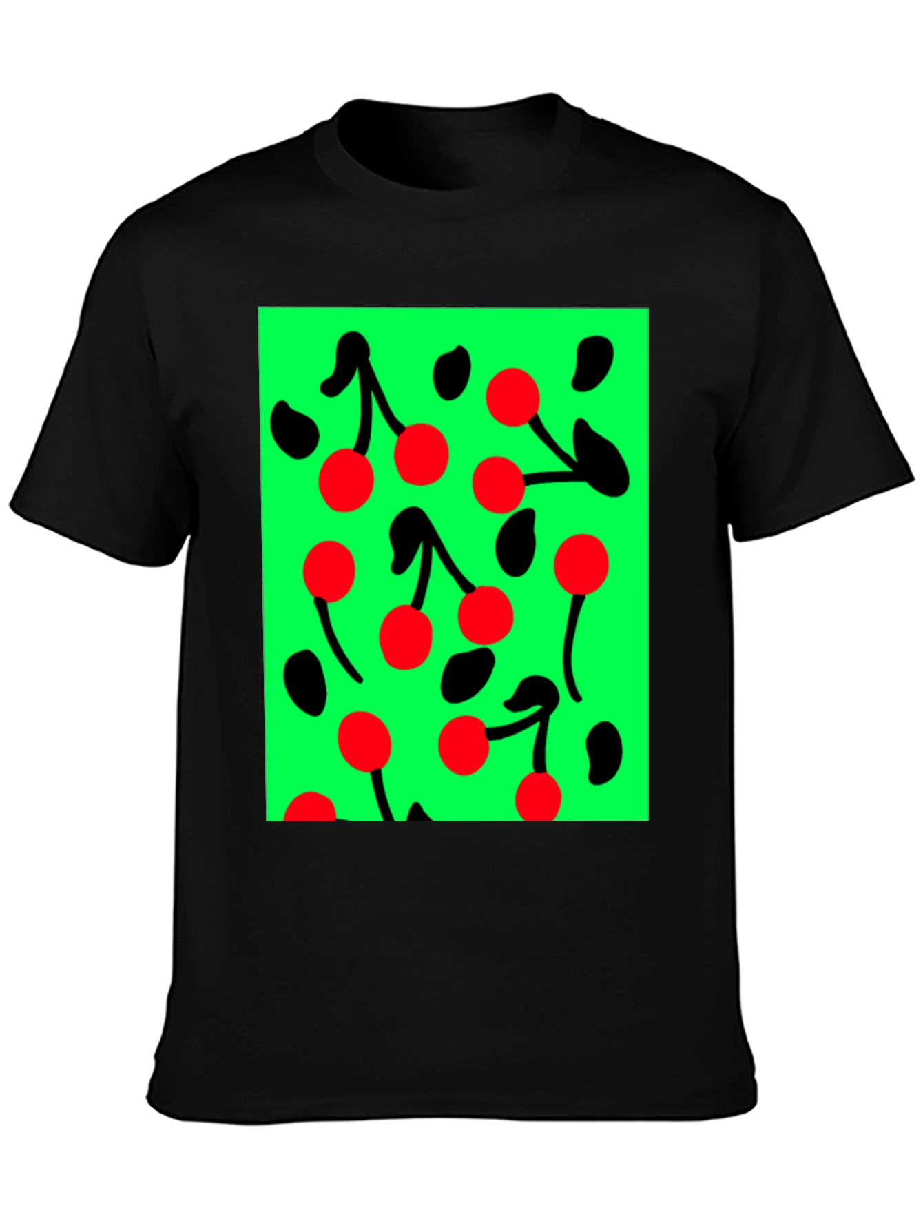 Cherry Pattern Black T-shirt