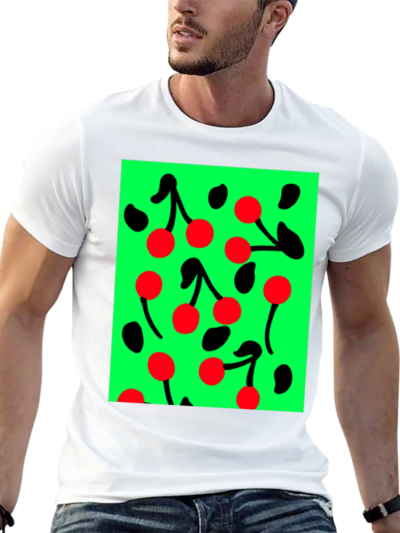 Cherry Pattern Black T-shirt