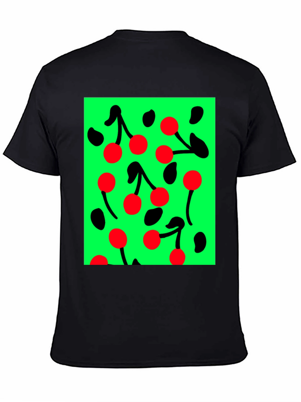 Cherry Pattern Black T-shirt