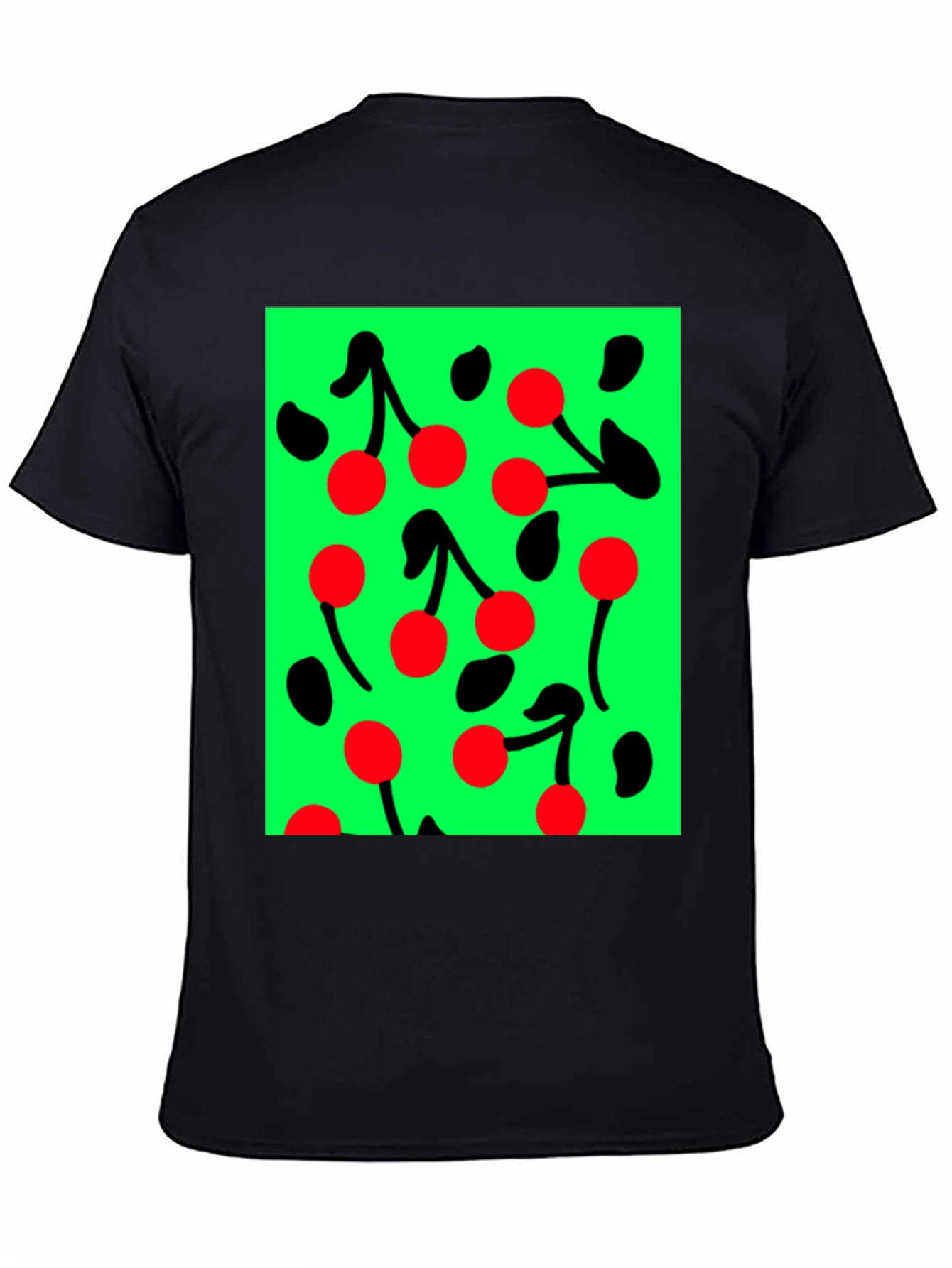 Cherry Pattern Black T-shirt