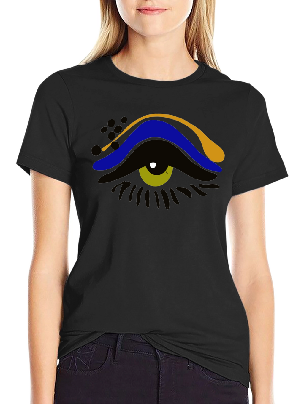 Abstract Eye Graphic Tee - Stylish Mens Black T-Shirt