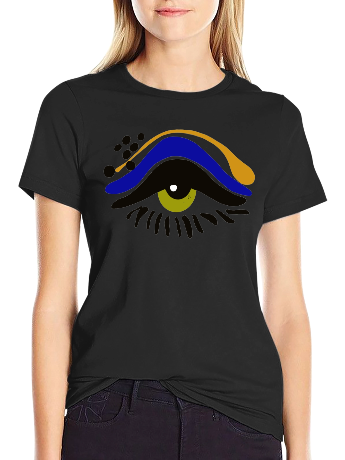 Abstract Eye Graphic Tee - Stylish Mens Black T-Shirt