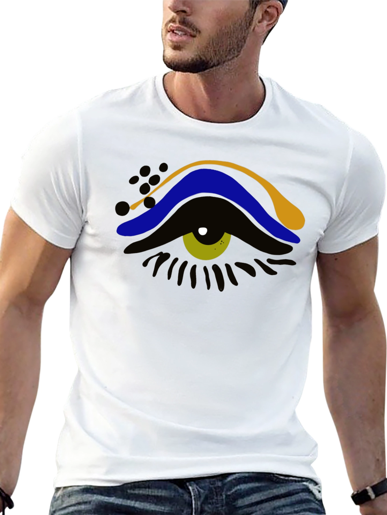 Abstract Eye Graphic Tee - Stylish Mens Black T-Shirt