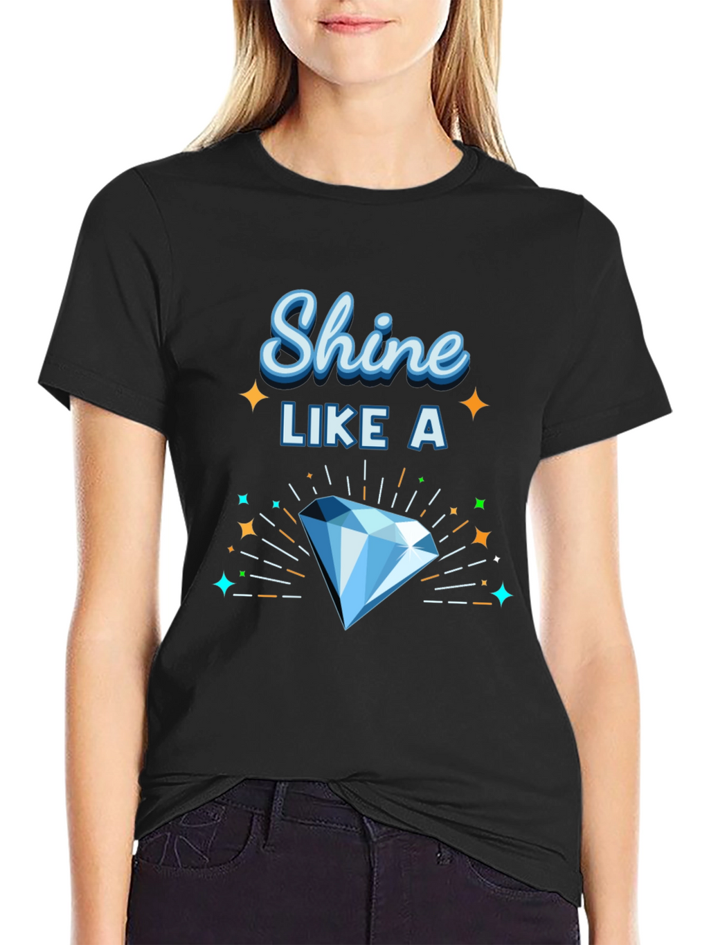 Shine Like a Diamond Graphic Tee - Black