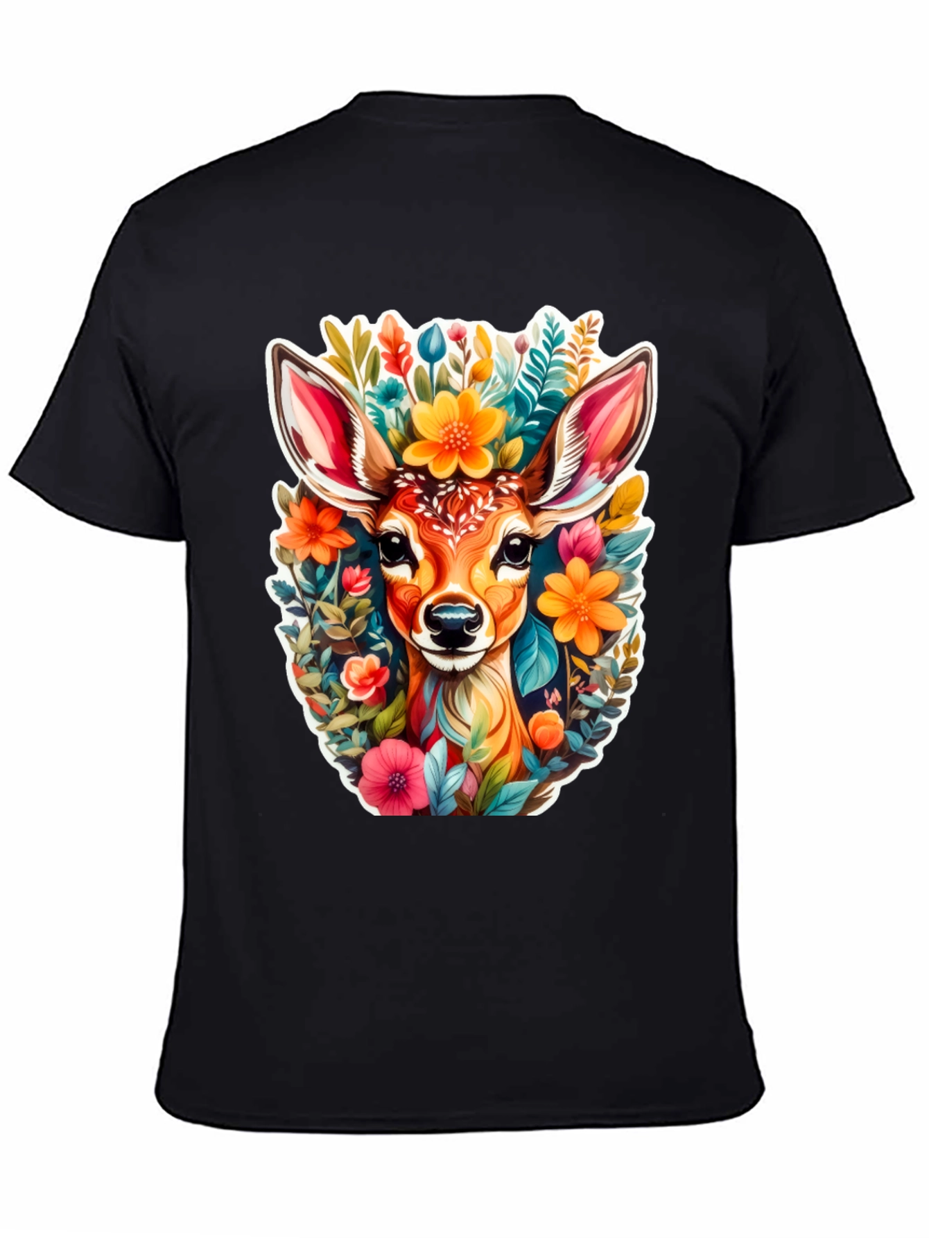 Deer & Floral Graphic Tee - Stylish Comfort