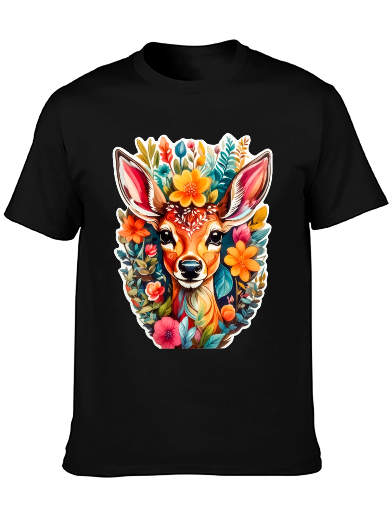 Deer & Floral Graphic Tee - Stylish Comfort