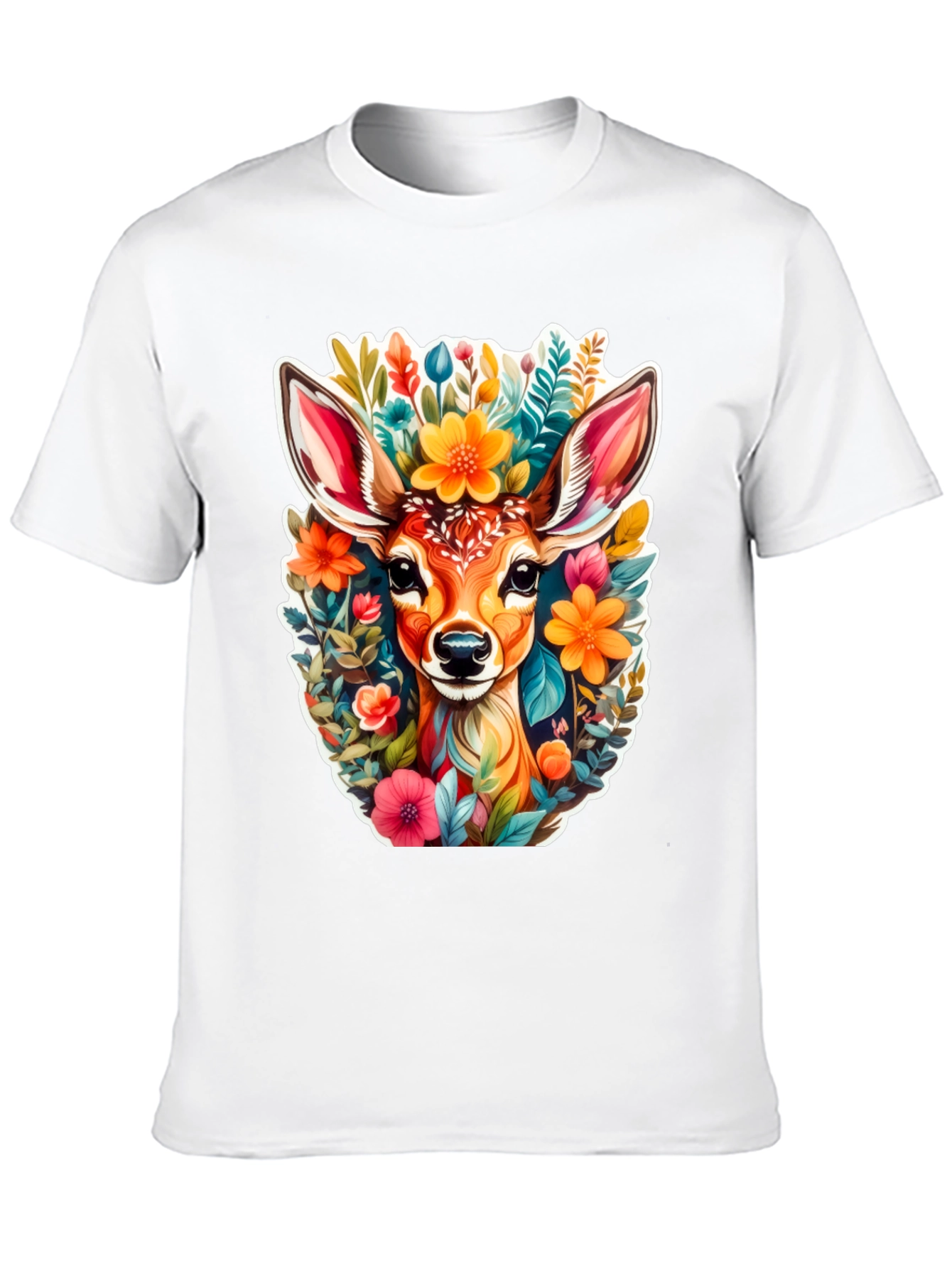 Deer & Floral Graphic Tee - Stylish Comfort