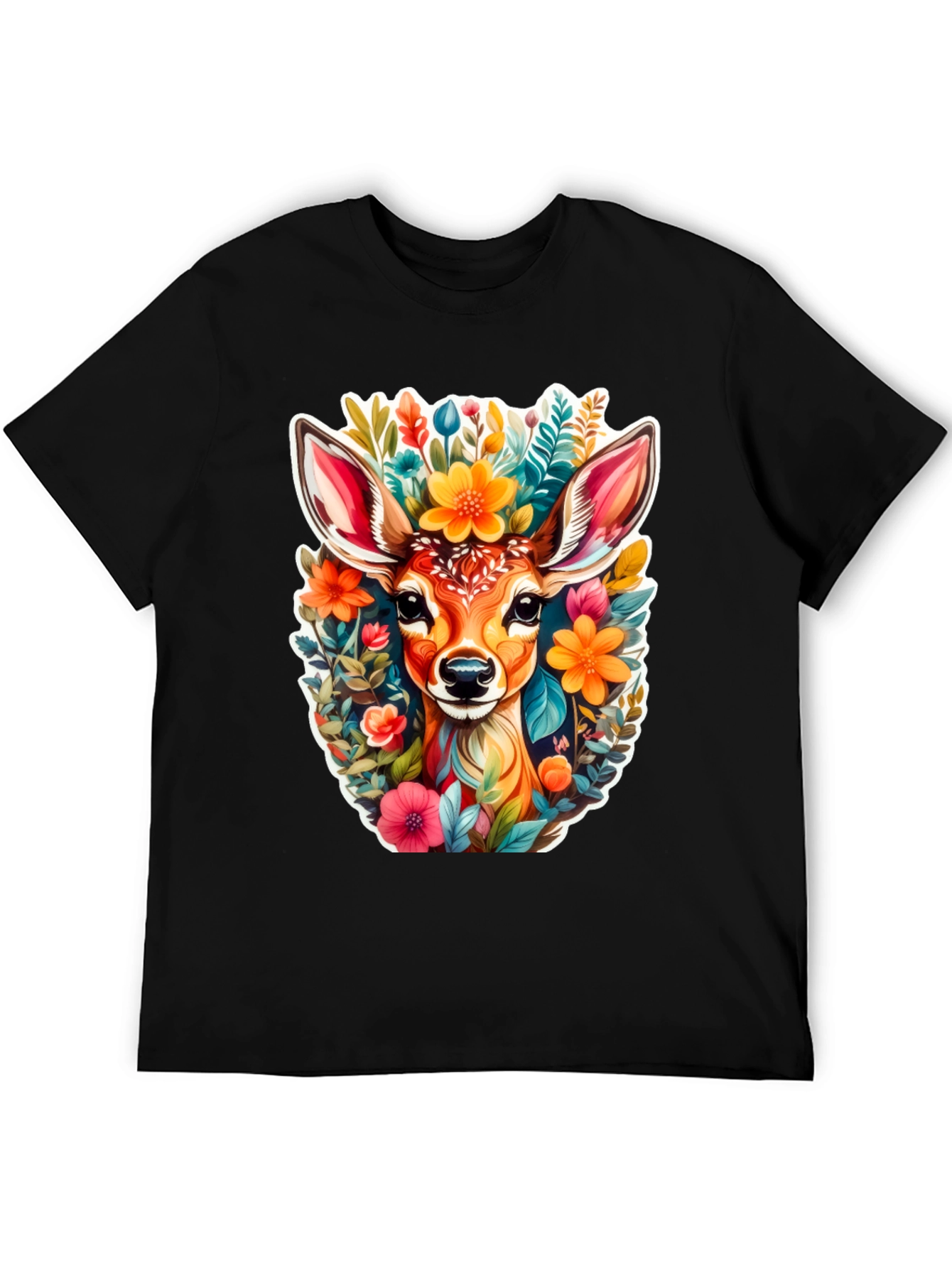 Deer & Floral Graphic Tee - Stylish Comfort