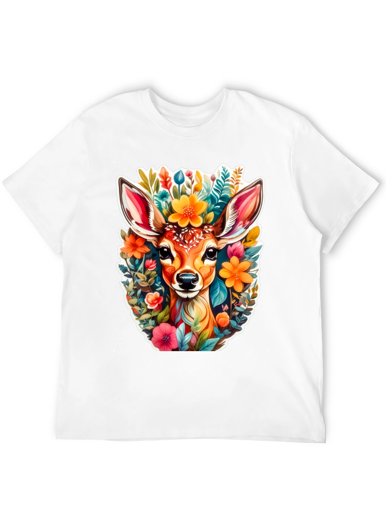 Deer & Floral Graphic Tee - Stylish Comfort