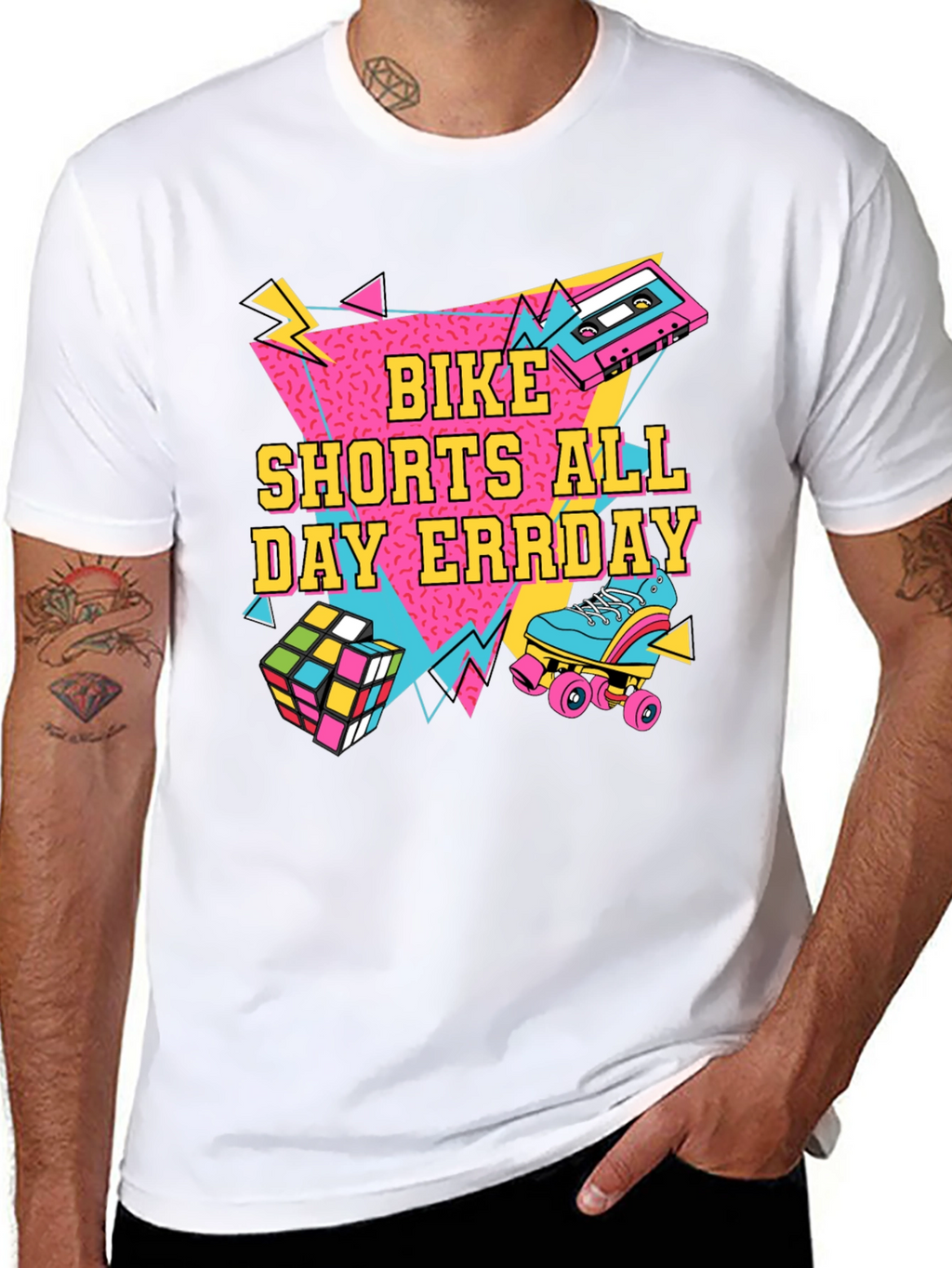 Bike Shorts All Day Errday T-Shirt 90s Throwback