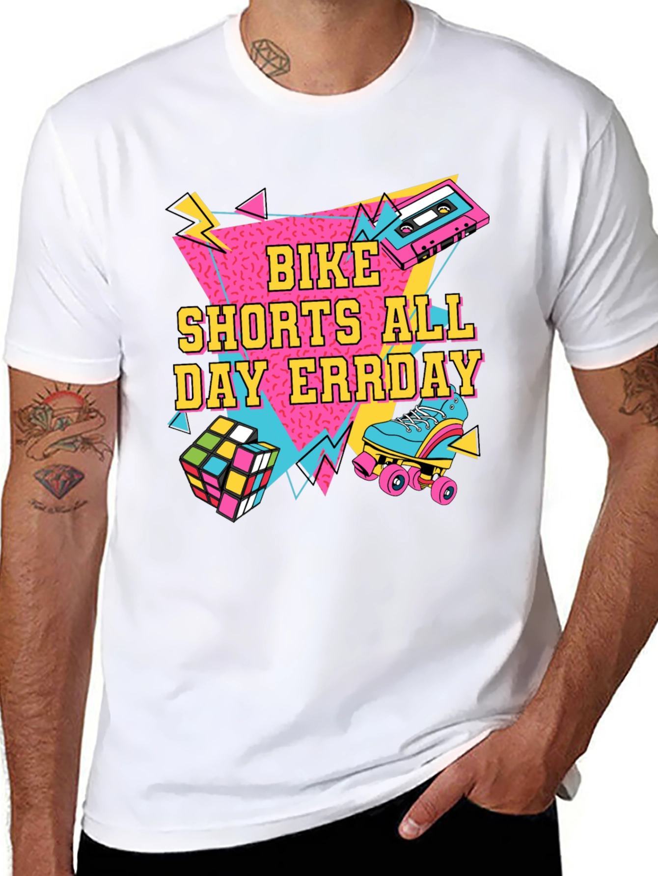 Bike Shorts All Day Errday T-Shirt 90s Throwback
